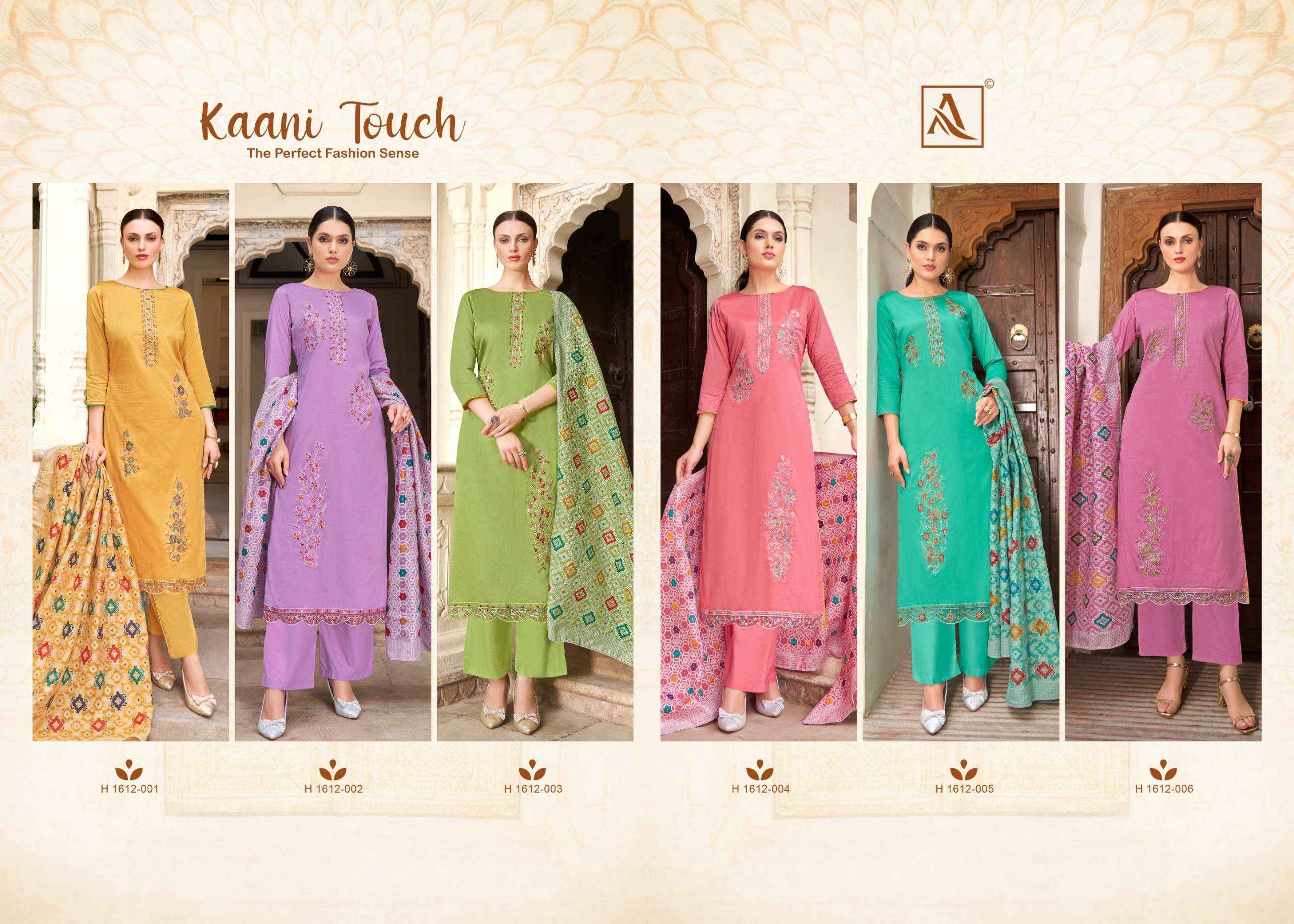 ALOK SUITS KAANI TOUCH JAM COTTON WHOLESALE LADIES DRESS MATERIAL ( 6 PCS CATALOG )