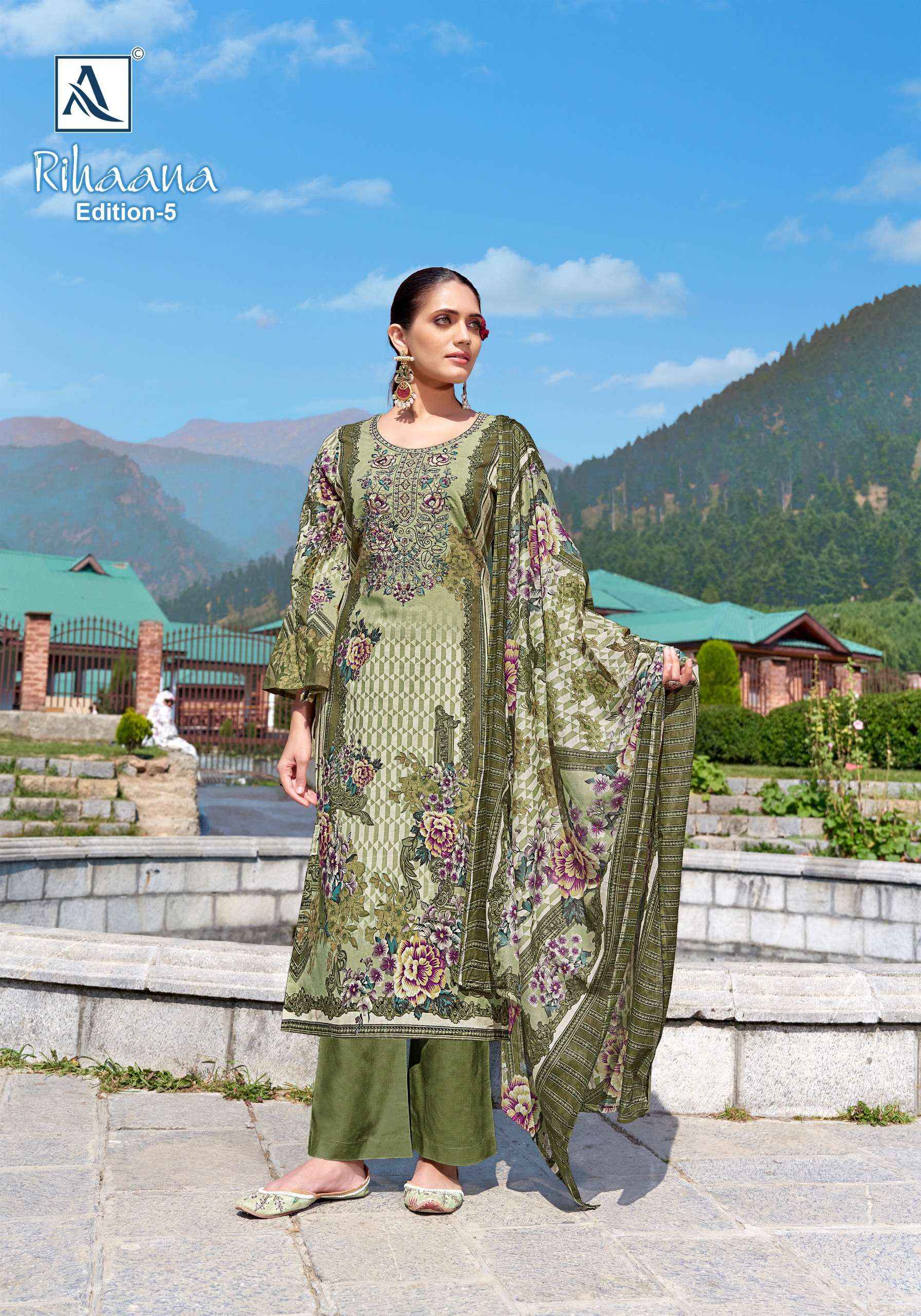 ALOK SUITS RIHAANA VOL 5 COTTON DRESS MATERIAL ( 8 PCS CATALOG )