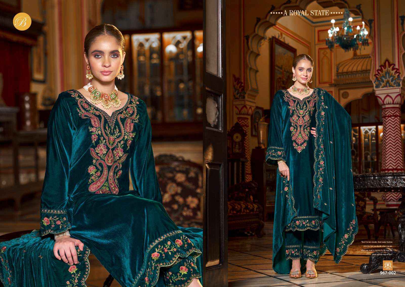 BELLIZA DESIGNER GULZAAR KASHMIRI VELVET DESIGNER SALWAR KAMEEZ ( 4 PCS CATALOG )