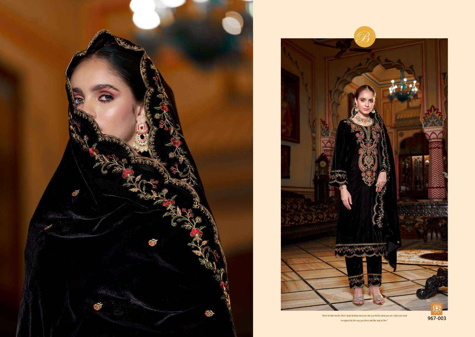 BELLIZA DESIGNER GULZAAR KASHMIRI VELVET DESIGNER SALWAR KAMEEZ ( 4 PCS CATALOG )