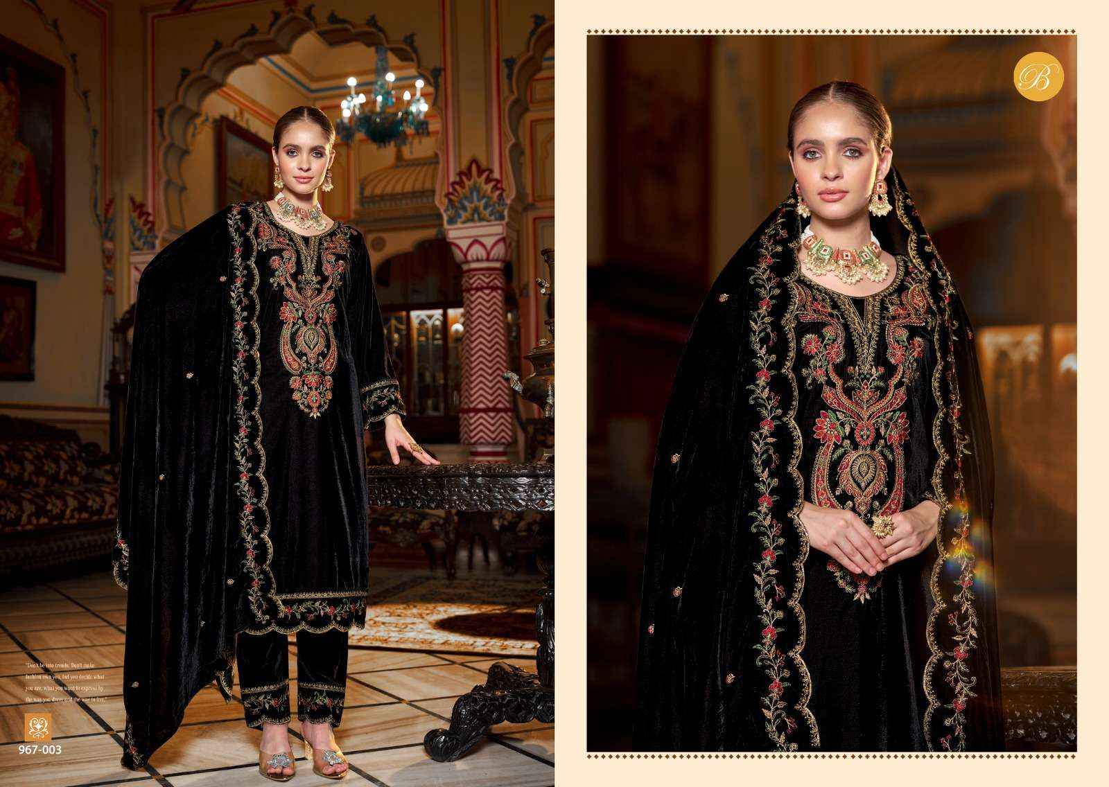 BELLIZA DESIGNER GULZAAR KASHMIRI VELVET DESIGNER SALWAR KAMEEZ ( 4 PCS CATALOG )