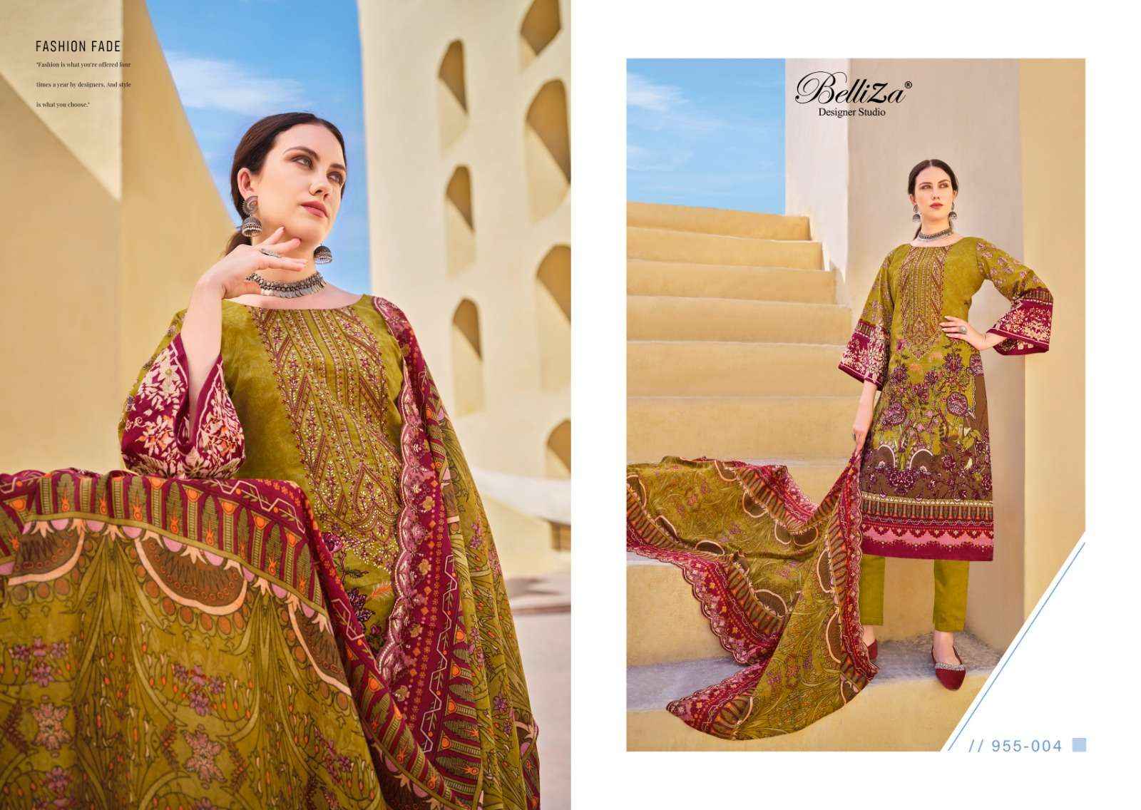 BELLIZA DESIGNER GUZARISH VOL 15 COTTON LADIES DRESS MATERIAL ( 8 CS CATALOG )