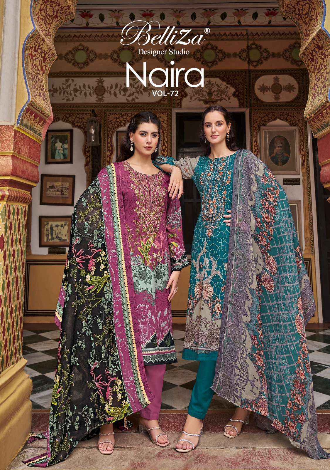 BELLIZA DESIGNER NAIRA VOL 72 WHOLESALE COTTON DESIGNER DRESS MATERIAL ( 8 PCS CATALOG )