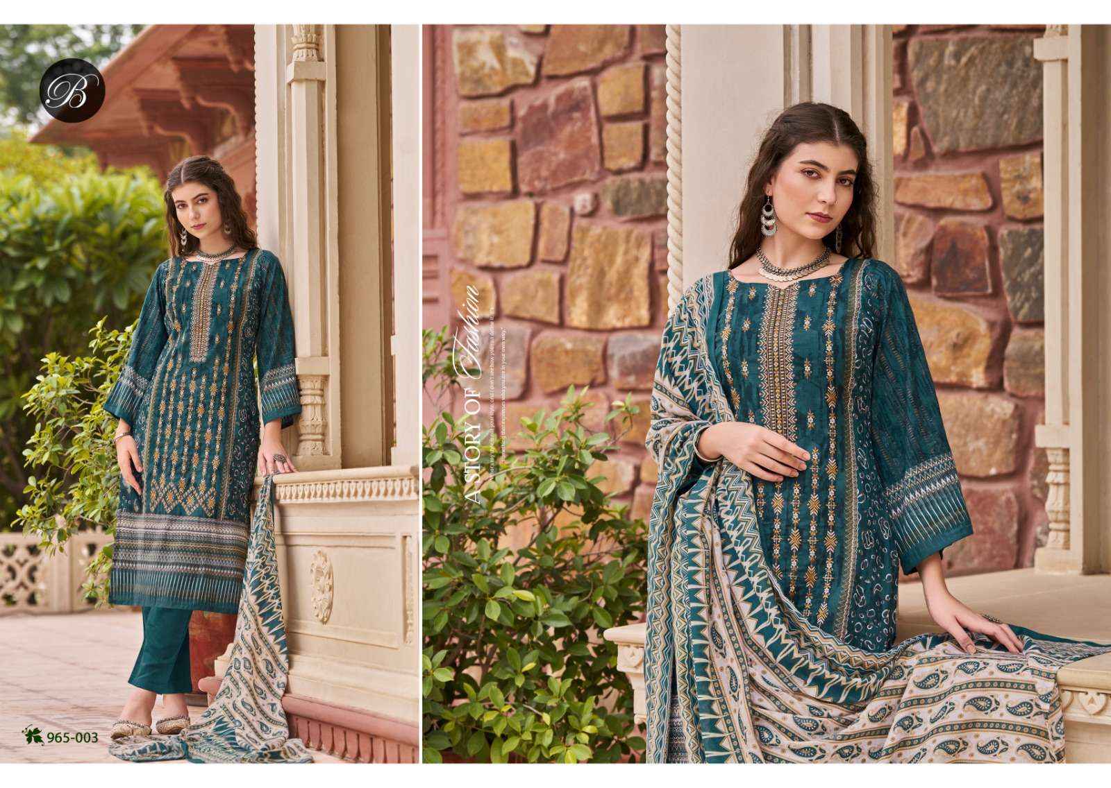 BELLIZA DESIGNER STUDIO BIN SAEED VOL 7 COTTON DRESS MATERIAL ( 8 PCS CATALOG )