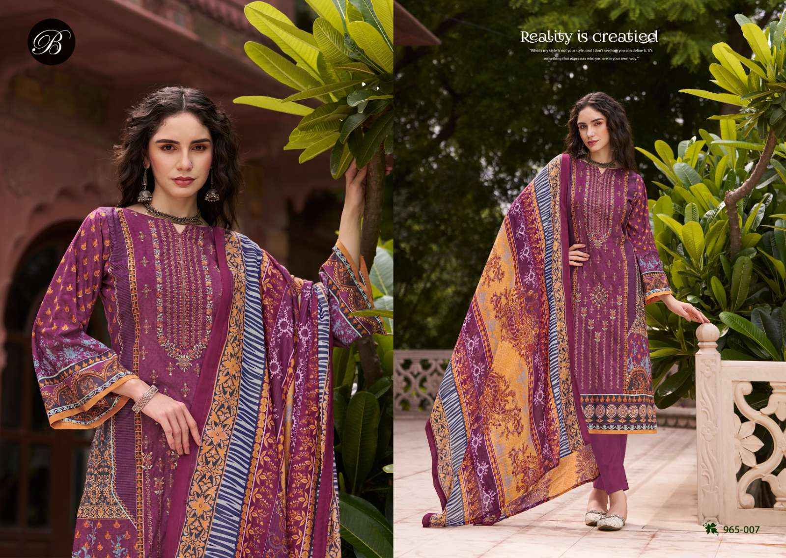 BELLIZA DESIGNER STUDIO BIN SAEED VOL 7 COTTON DRESS MATERIAL ( 8 PCS CATALOG )