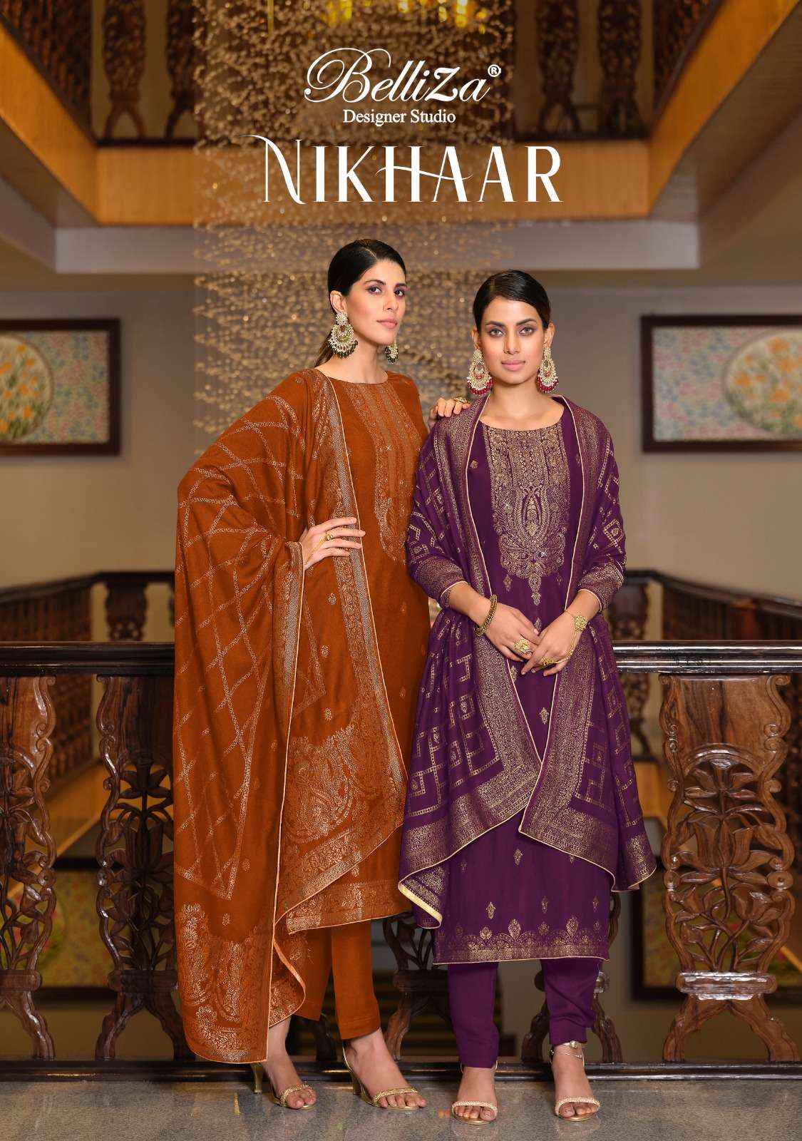 BELLIZA DESIGNER STUDIO NIKHAAR MUSLIN JACQUARD SALWAR KAMEEZ ( 6 PCS CATALOG )