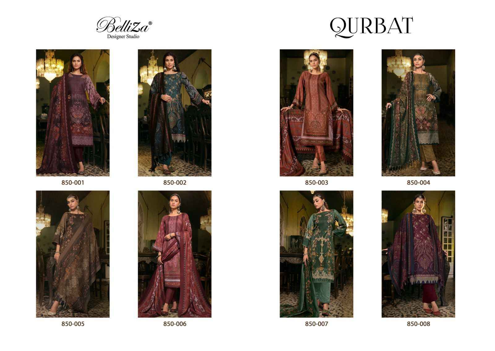 BELLIZA DESIGNER STUDIO QURBAT WOOLEN KASHMIRI PASHMINA SUIT ( 8 PCS CATALOG )