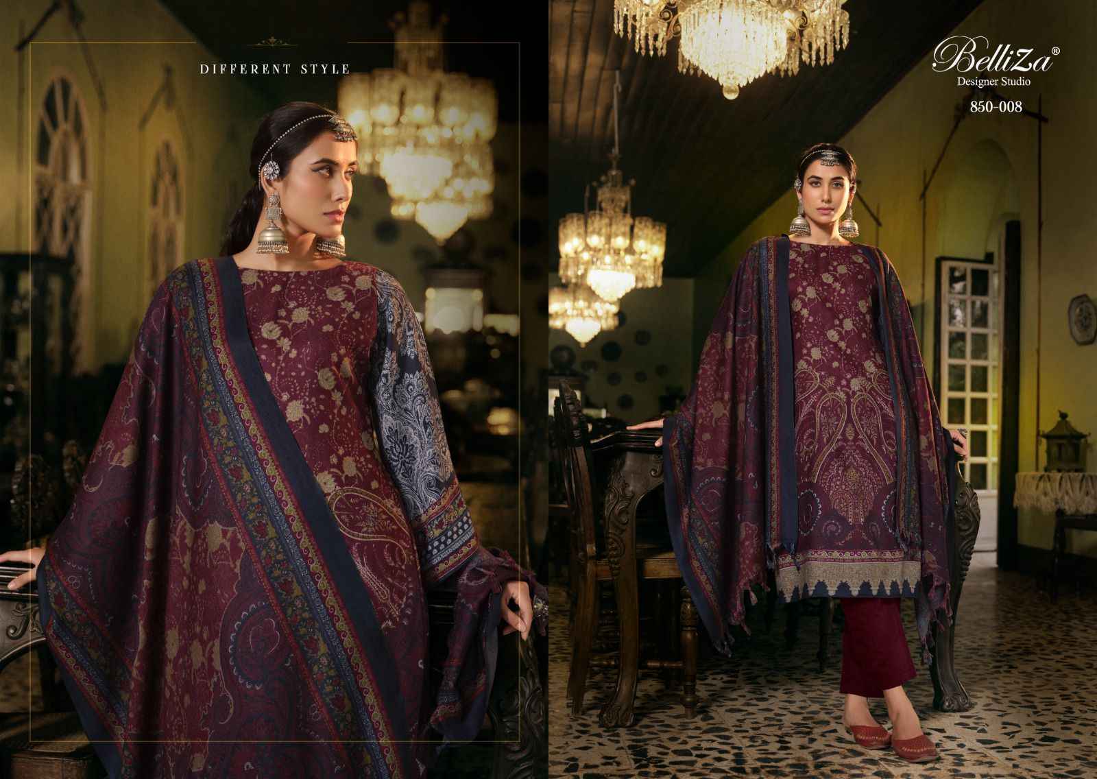 BELLIZA DESIGNER STUDIO QURBAT WOOLEN KASHMIRI PASHMINA SUIT ( 8 PCS CATALOG )