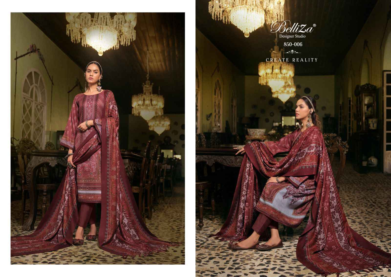 BELLIZA DESIGNER STUDIO QURBAT WOOLEN KASHMIRI PASHMINA SUIT ( 8 PCS CATALOG )