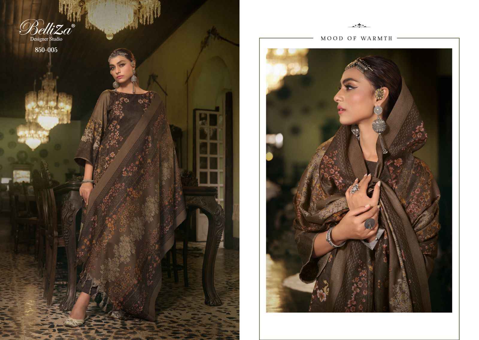 BELLIZA DESIGNER STUDIO QURBAT WOOLEN KASHMIRI PASHMINA SUIT ( 8 PCS CATALOG )