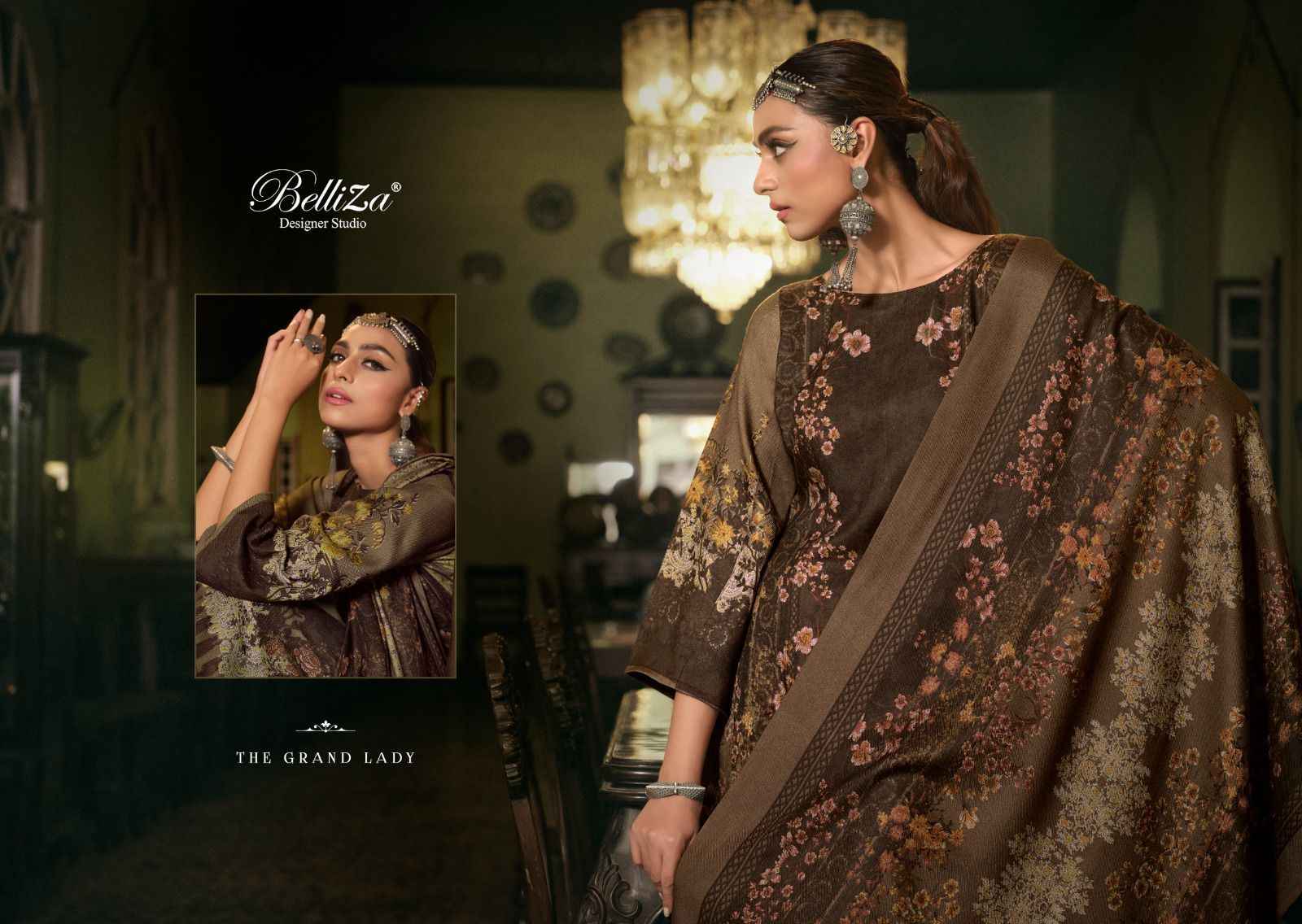 BELLIZA DESIGNER STUDIO QURBAT WOOLEN KASHMIRI PASHMINA SUIT ( 8 PCS CATALOG )