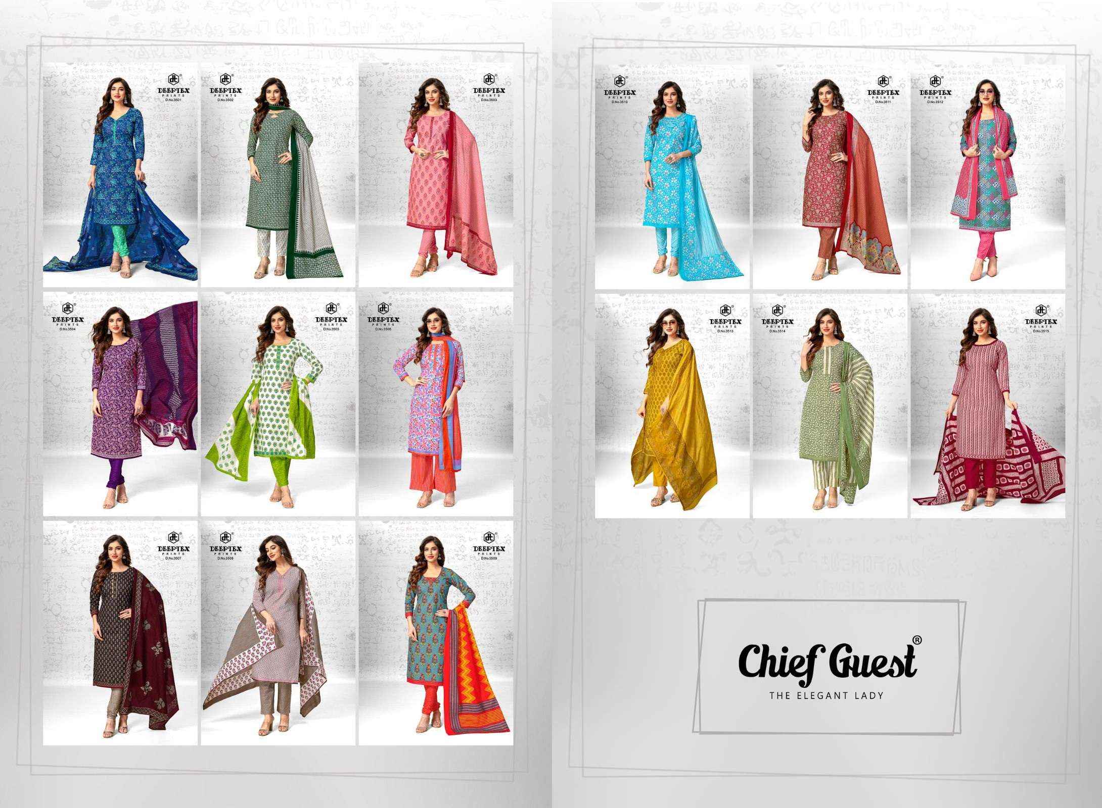 DEEPTEX PRINTS CHIEF GUEST VOL 35 COTTON DRESS MATERIAL ( 15 PCS CATRALOG )