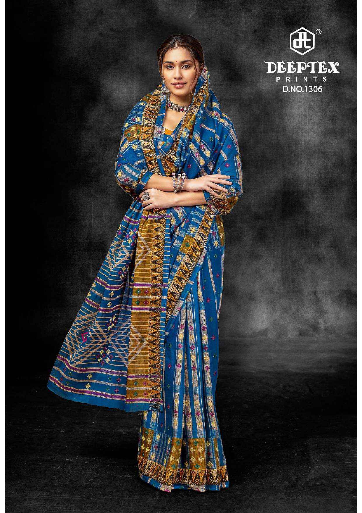 DEEPTEX PRINTS PRIME TIME VOL 13 WHOLESALE COTTON PRINTED SAREE ( 10 PCS CATALOG )