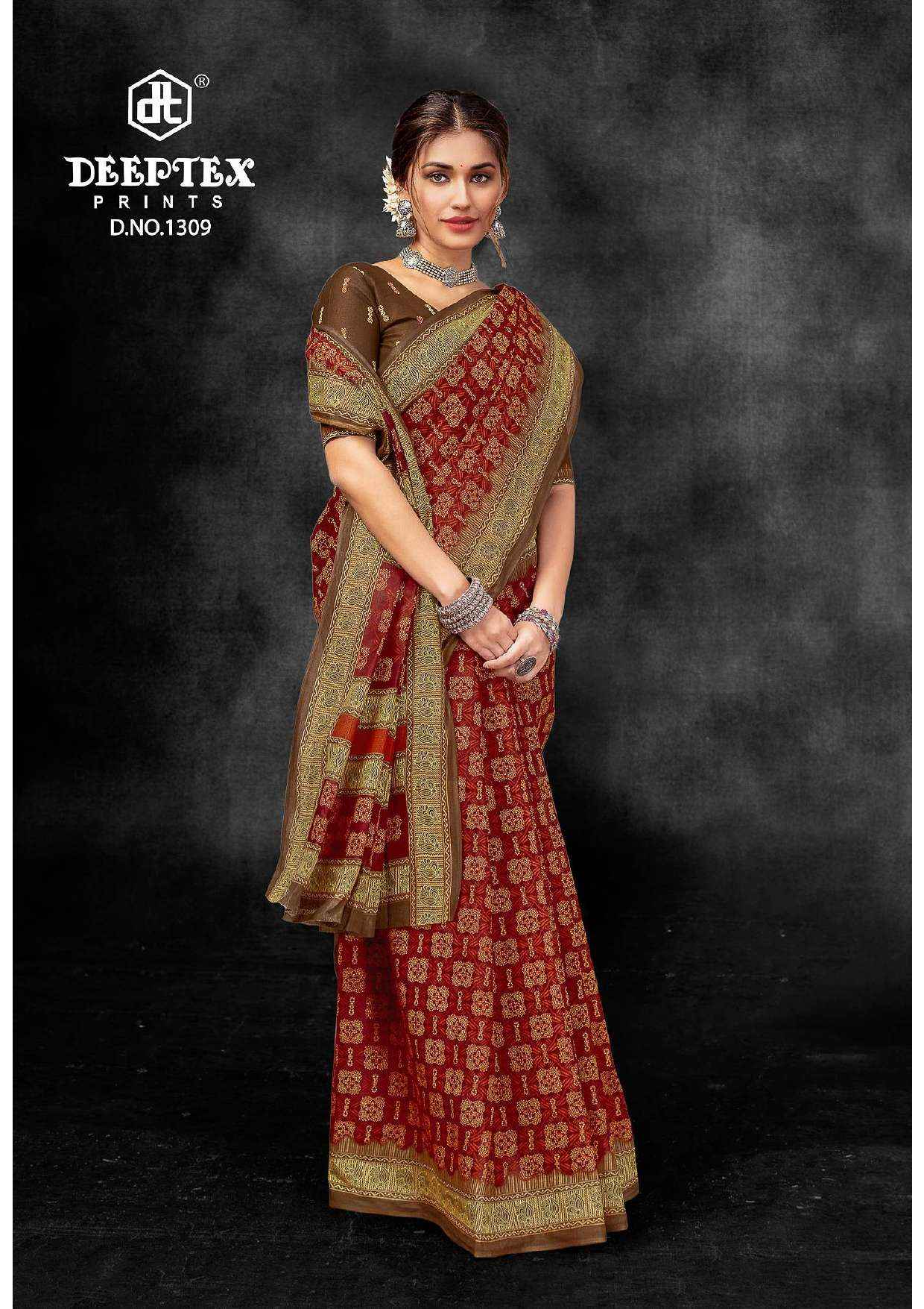 DEEPTEX PRINTS PRIME TIME VOL 13 WHOLESALE COTTON PRINTED SAREE ( 10 PCS CATALOG )