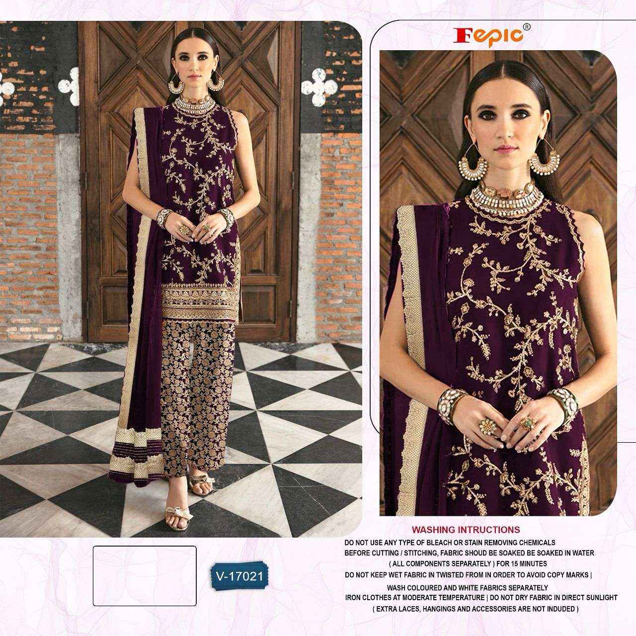 FEPIC ROSEMEEN V 17021 HEAVY EMBROIDERED VELVET SUITS ( 3 PCS CATALOG )