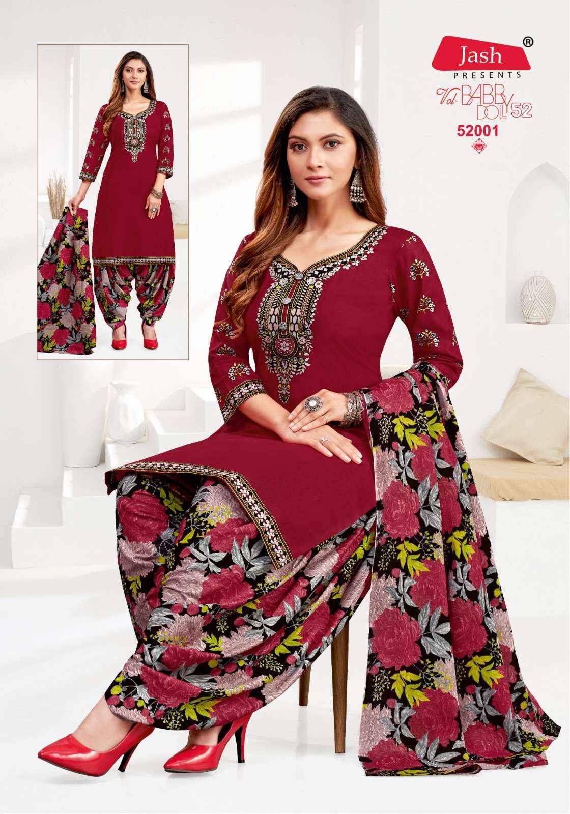 JASH BABY DOLL VOL 52 COTTON PATIYALA SALWAR SUIT WHOLESALE PRICE ( 12 PCS CATALOG )