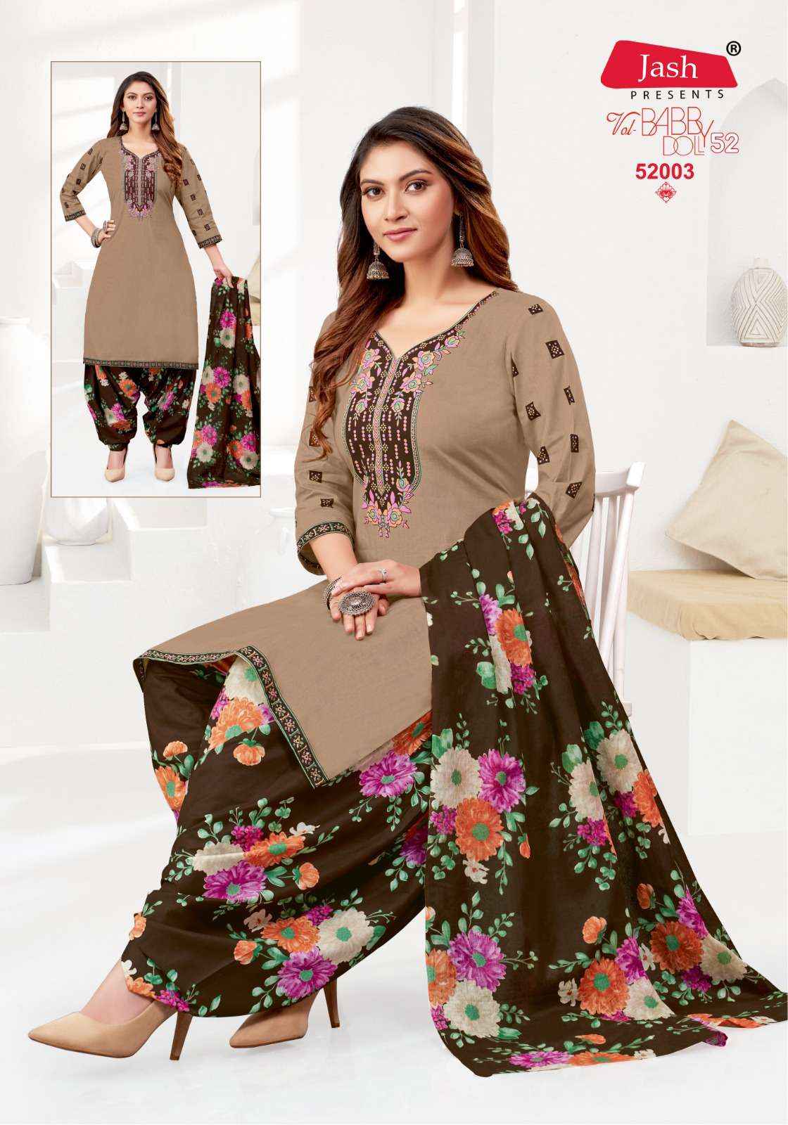 JASH BABY DOLL VOL 52 COTTON PATIYALA SALWAR SUIT WHOLESALE PRICE ( 12 PCS CATALOG )