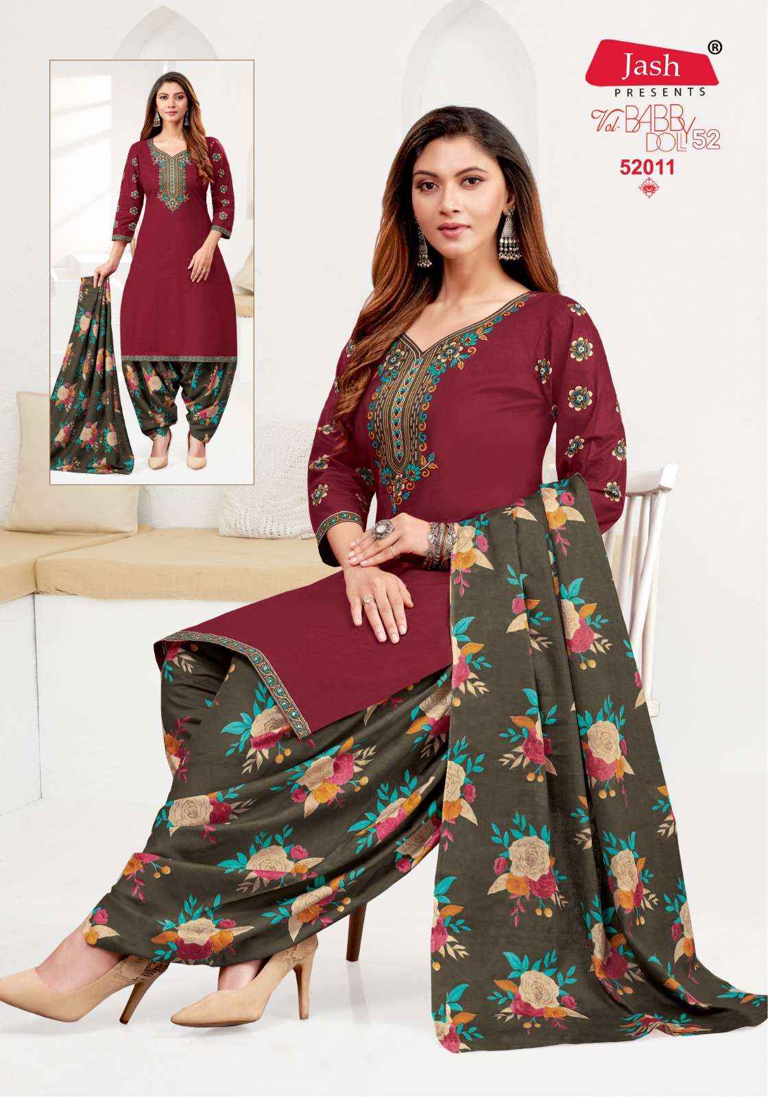 JASH BABY DOLL VOL 52 COTTON PATIYALA SALWAR SUIT WHOLESALE PRICE ( 12 PCS CATALOG )