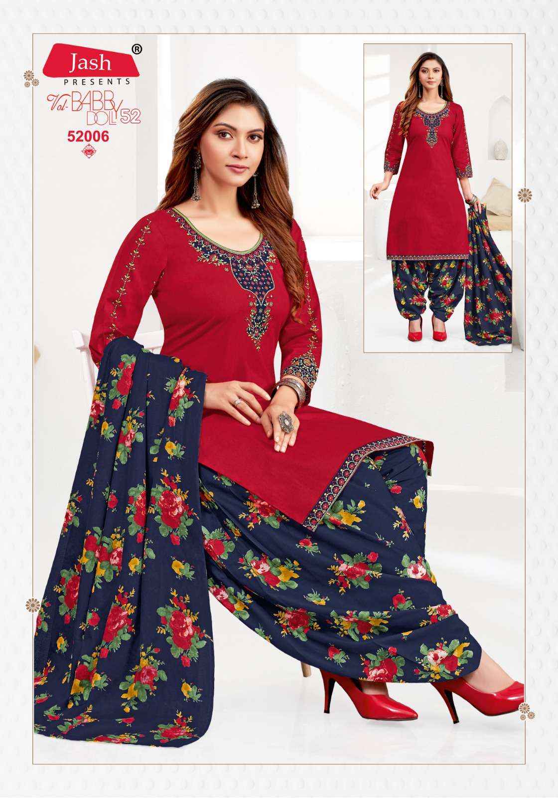 JASH BABY DOLL VOL 52 COTTON PATIYALA SALWAR SUIT WHOLESALE PRICE ( 12 PCS CATALOG )