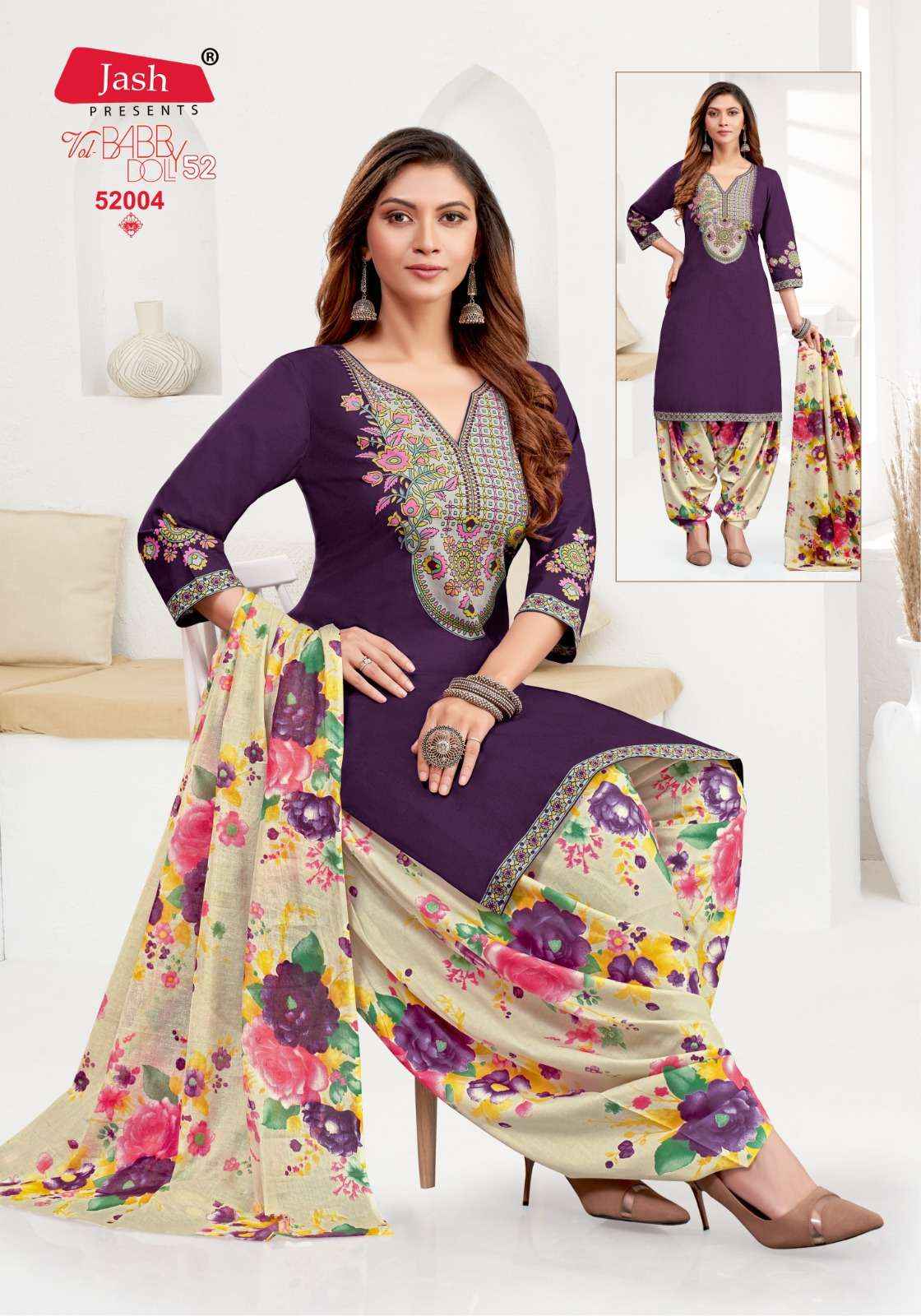 JASH BABY DOLL VOL 52 COTTON PATIYALA SALWAR SUIT WHOLESALE PRICE ( 12 PCS CATALOG )