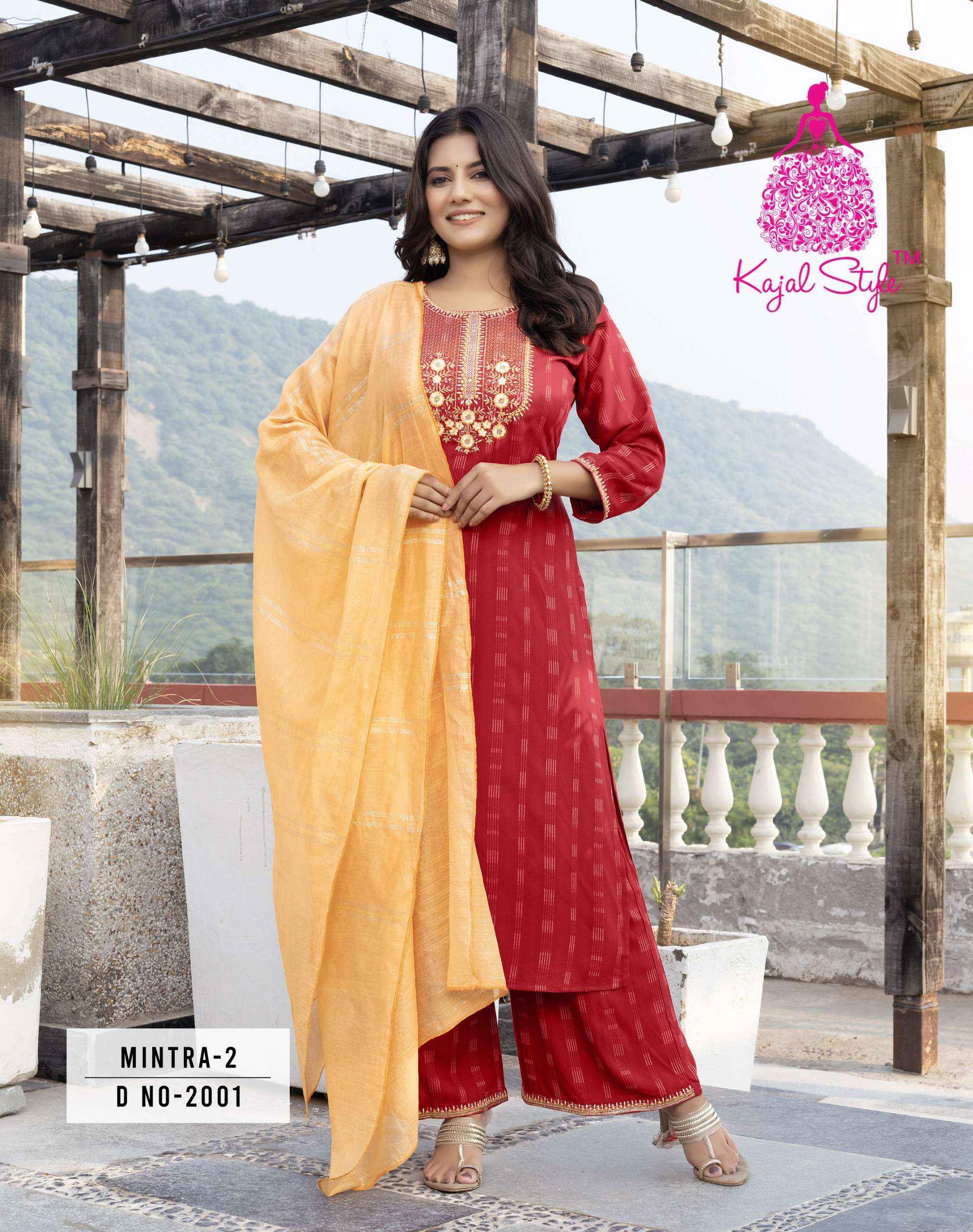 KAJAL STYLE MINTRA VOL 2 KURTI WITH PLAZZO AND DUPATTA SET ( 8 PCS CATALOG )