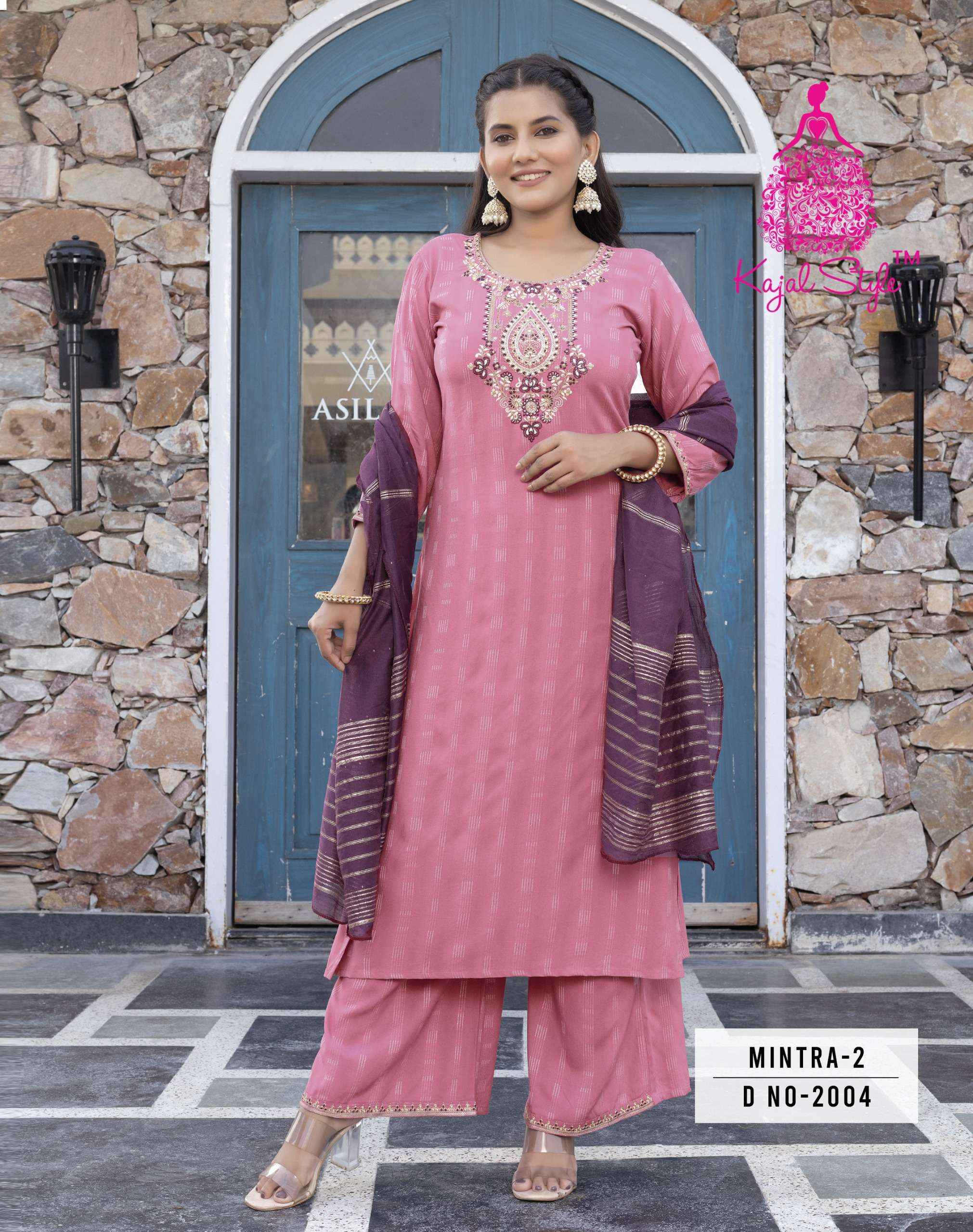 KAJAL STYLE MINTRA VOL 2 KURTI WITH PLAZZO AND DUPATTA SET ( 8 PCS CATALOG )