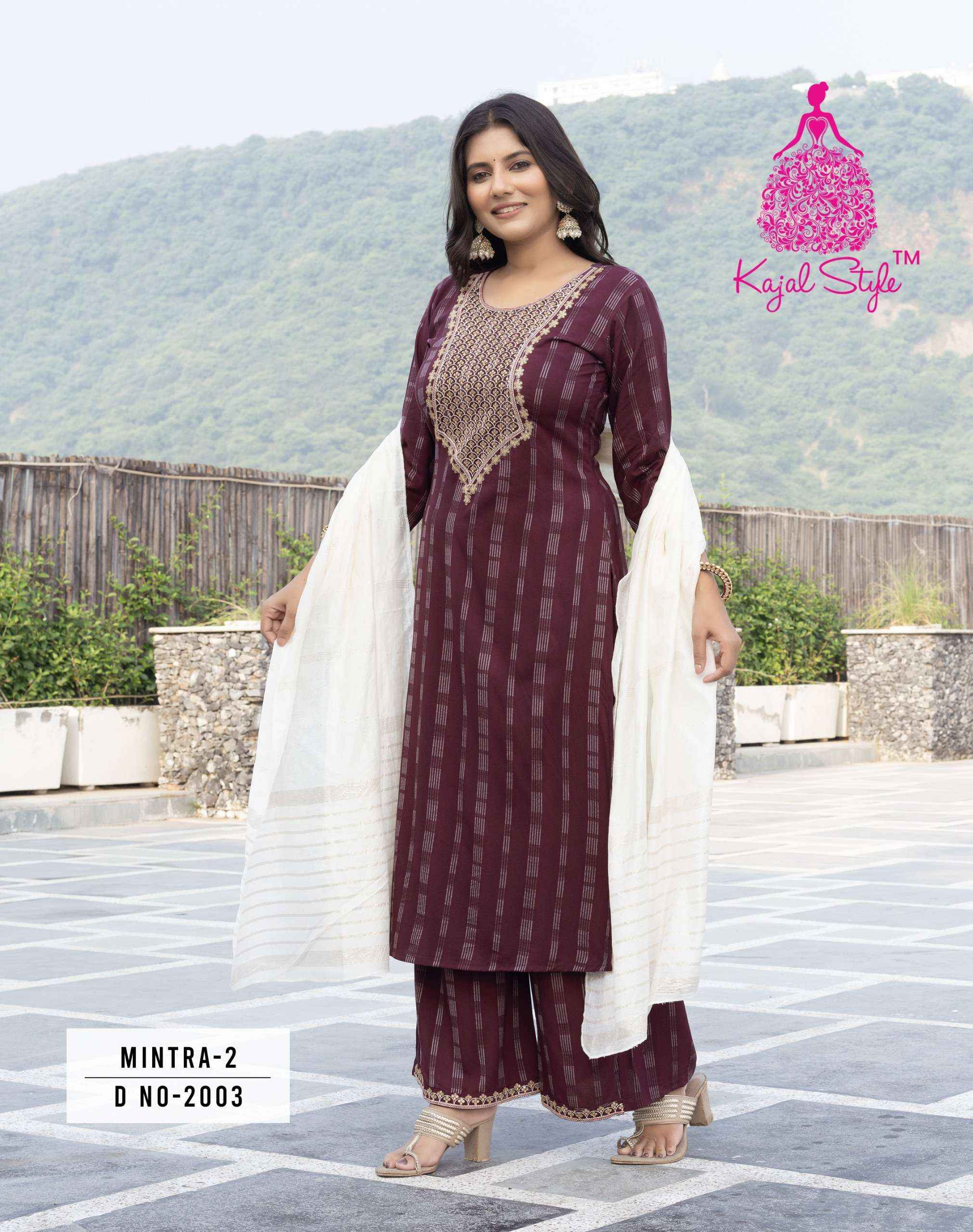 KAJAL STYLE MINTRA VOL 2 KURTI WITH PLAZZO AND DUPATTA SET ( 8 PCS CATALOG )