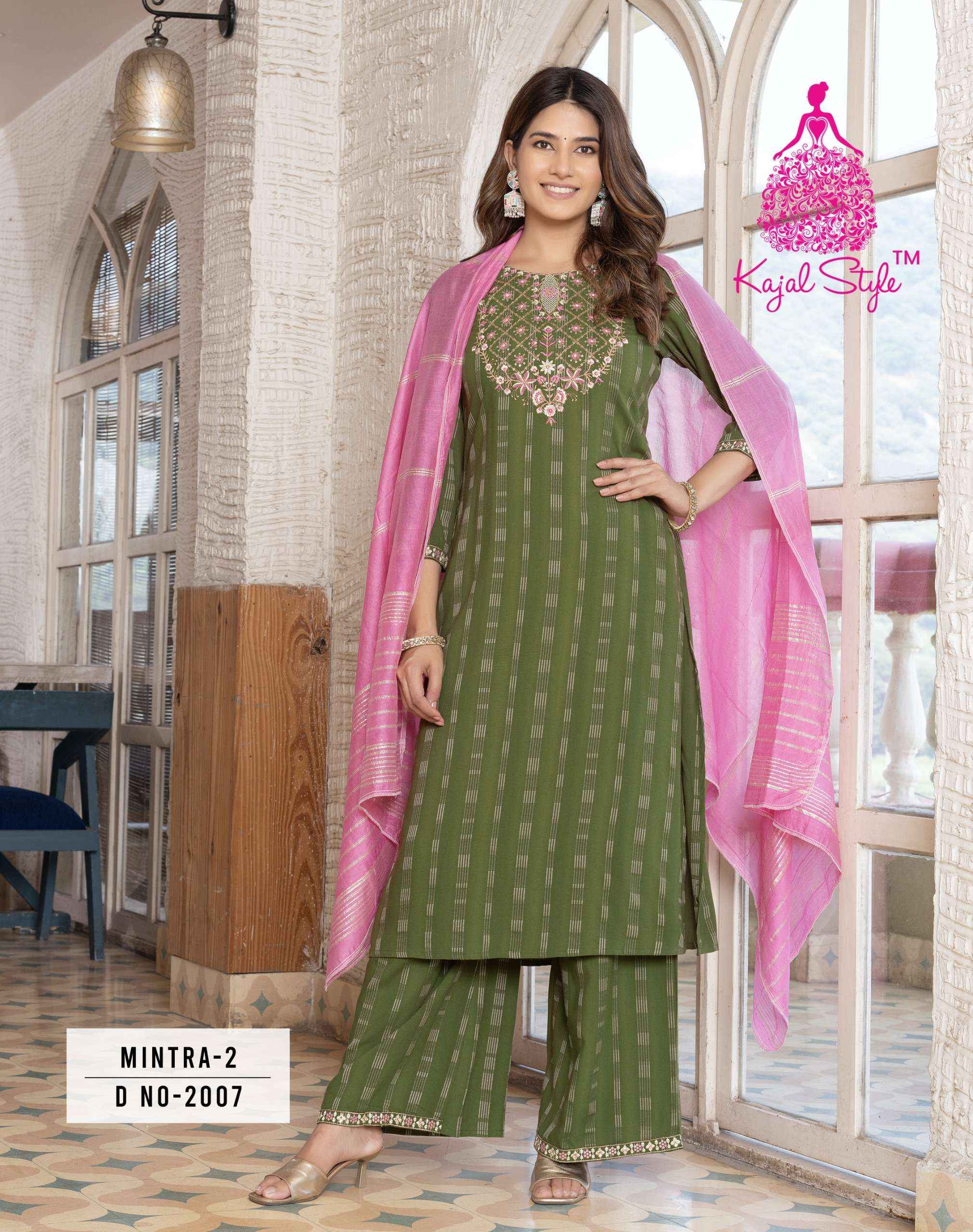 KAJAL STYLE MINTRA VOL 2 KURTI WITH PLAZZO AND DUPATTA SET ( 8 PCS CATALOG )