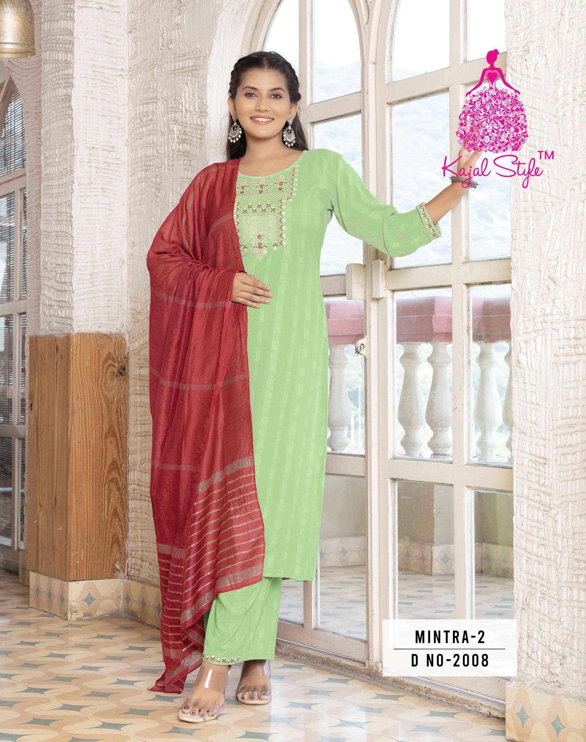 KAJAL STYLE MINTRA VOL 2 KURTI WITH PLAZZO AND DUPATTA SET ( 8 PCS CATALOG )