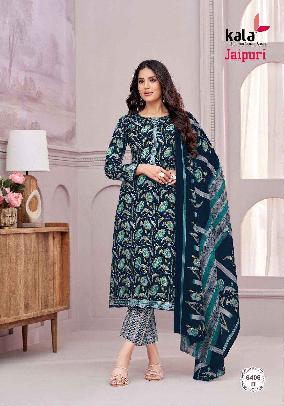 KALA FASHION JAIPURI VOL 6 PURE COTTON SALWAR KAMEEZ WHOLESALE PRICE ( 12 PCS CATALOG )