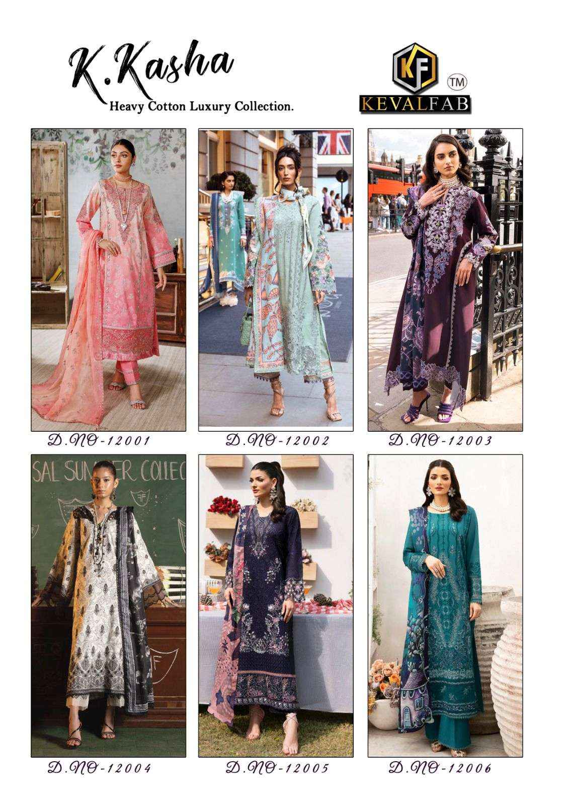 KEVAL FAB K KASHA VOL 12 COTTON DIGITAL PRINT PAKISTANI SALWAR KAMEEZ ( 6 PCS CATALOG )