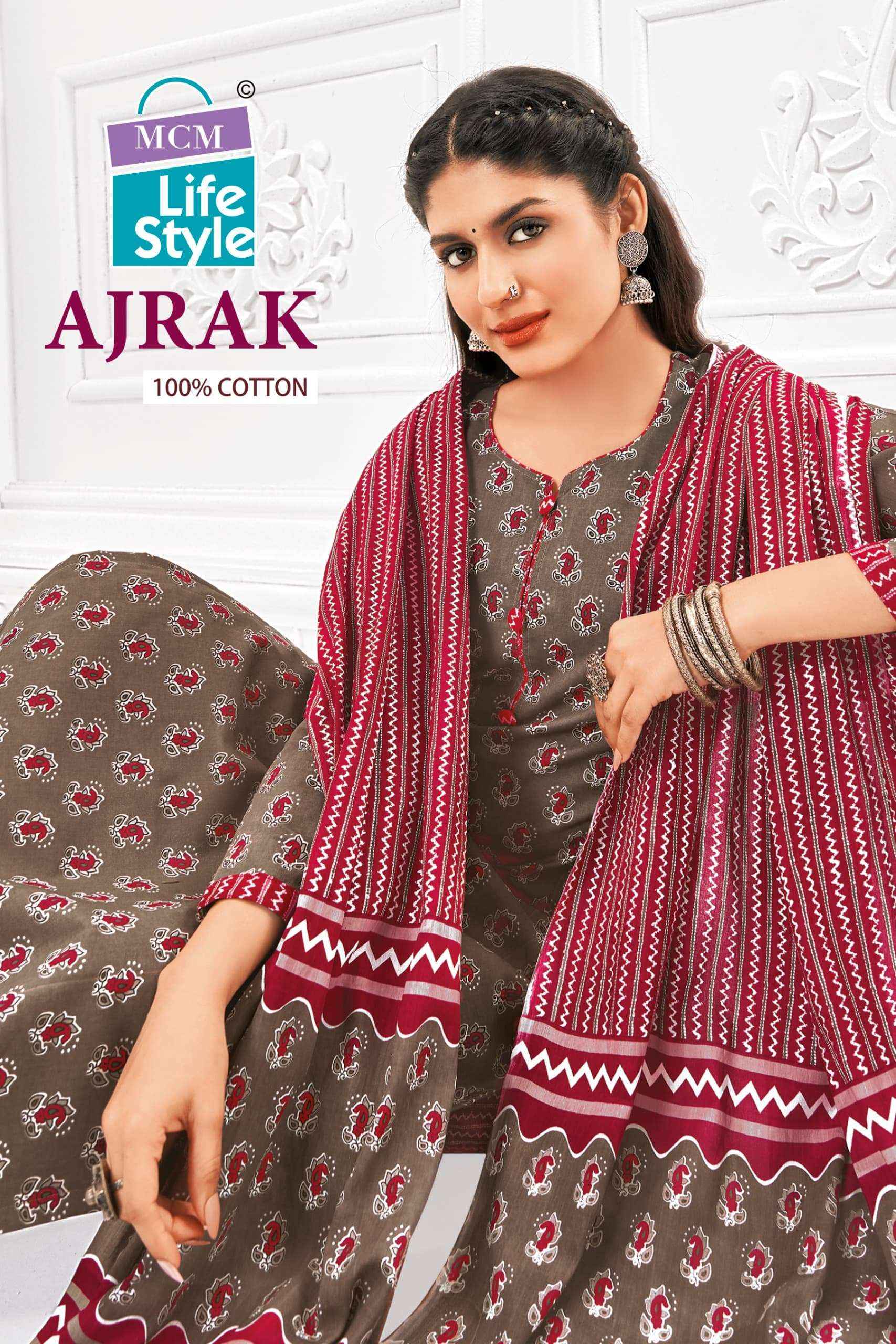 MCM LIFESTYLE AJRAK VOL 1 COTTON PRINT SALWAR SUIT ( 10 PCS CATALOG )