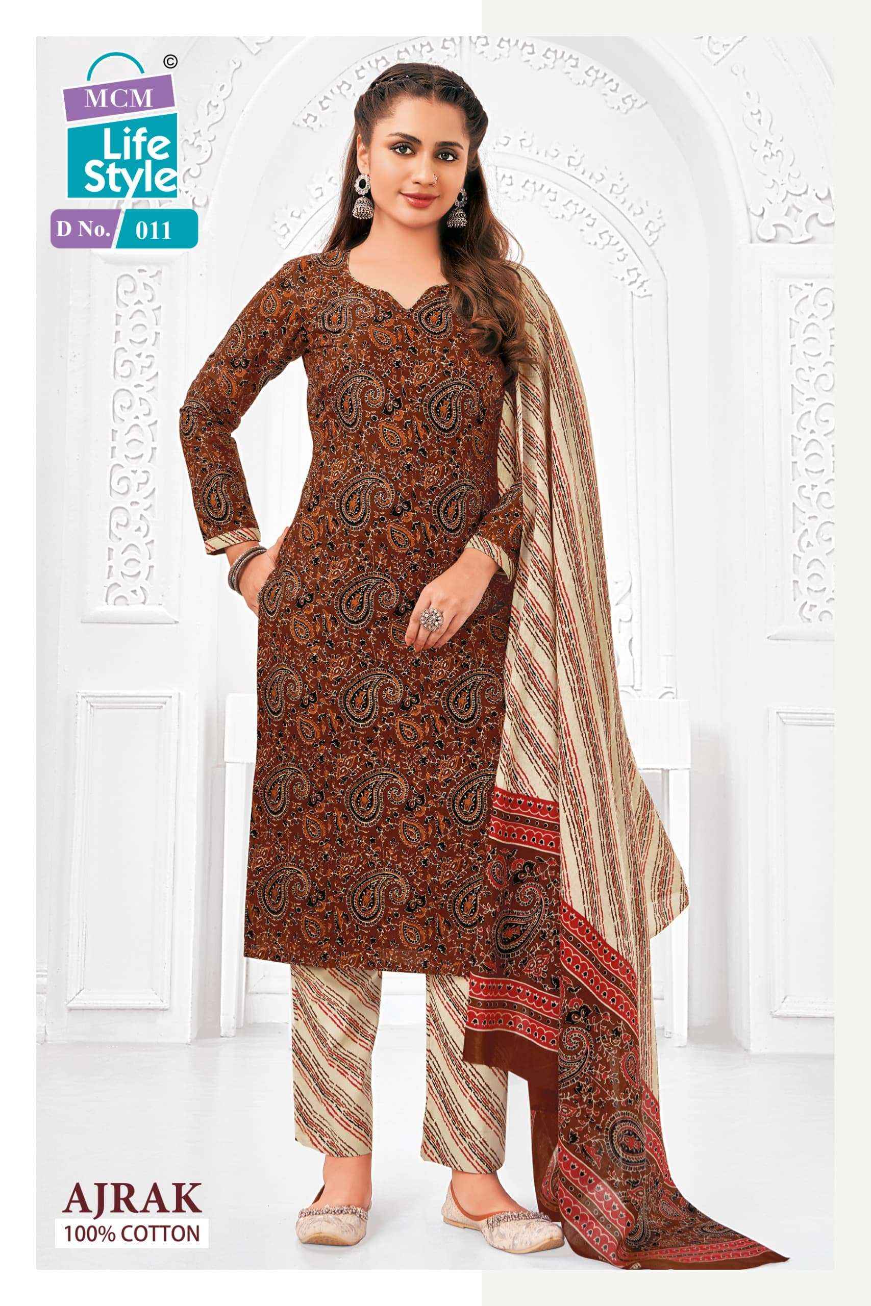 MCM LIFESTYLE AJRAK VOL 1 COTTON PRINT SALWAR SUIT ( 10 PCS CATALOG )