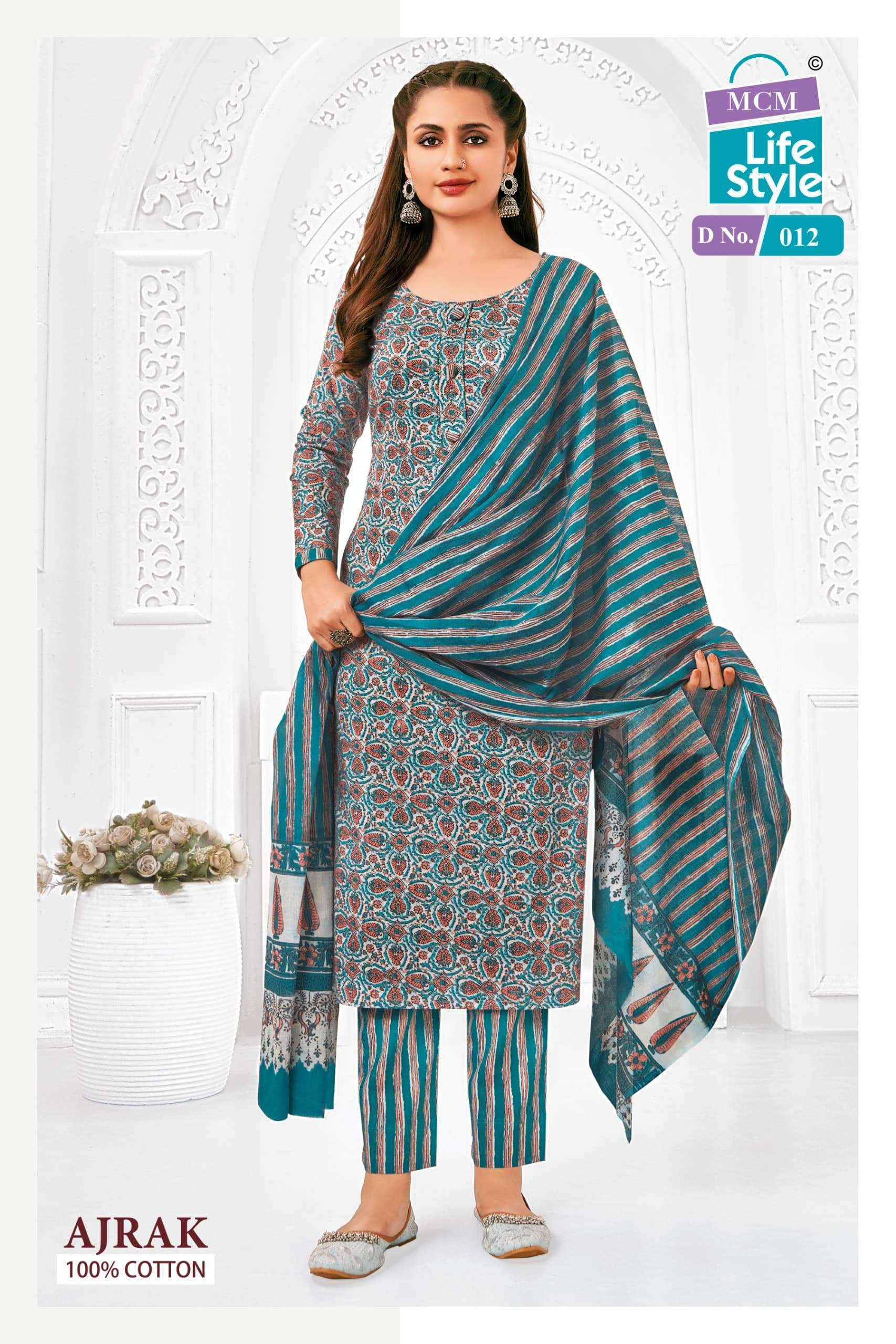 MCM LIFESTYLE AJRAK VOL 1 COTTON PRINT SALWAR SUIT ( 10 PCS CATALOG )