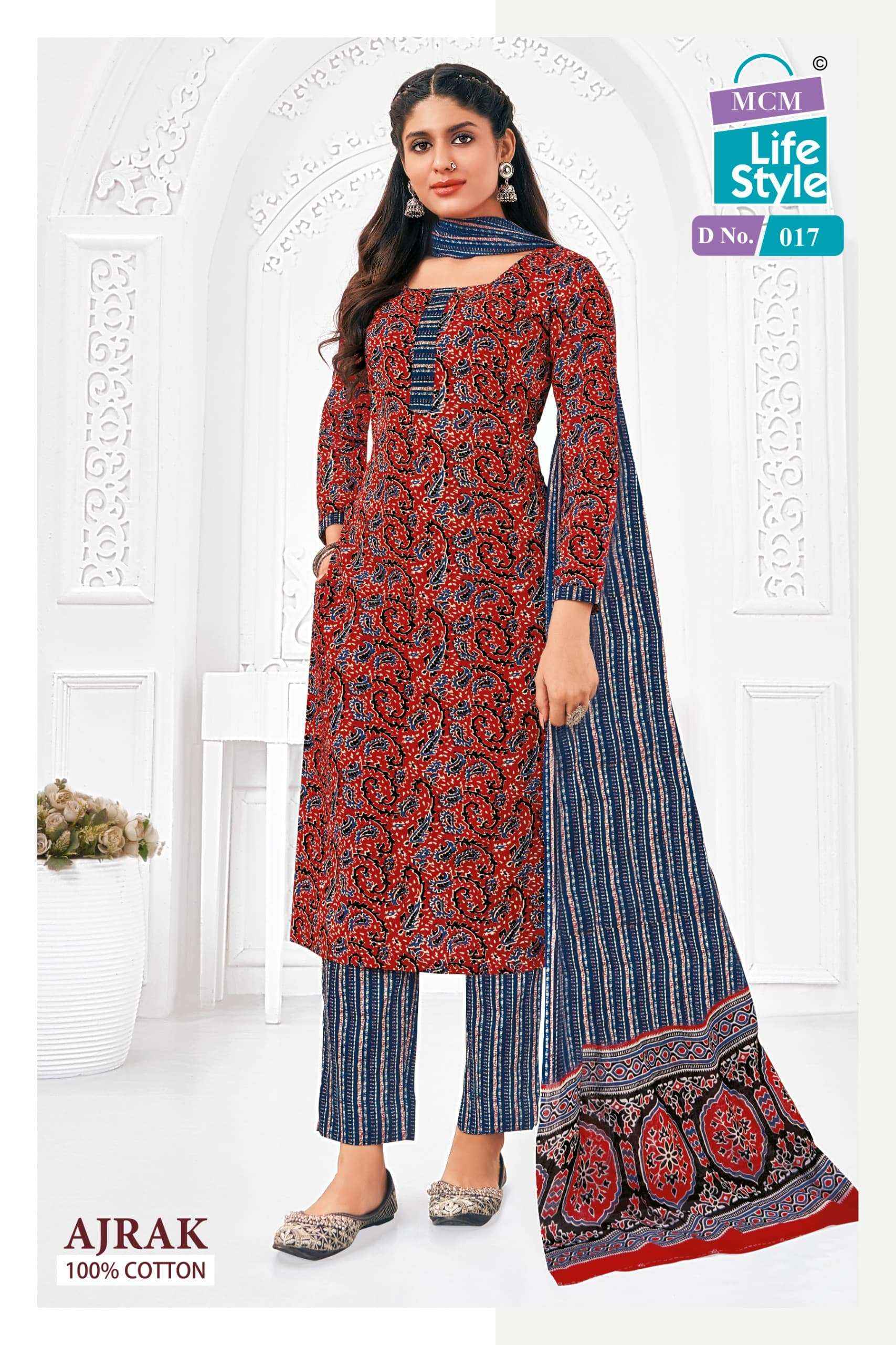 MCM LIFESTYLE AJRAK VOL 1 COTTON PRINT SALWAR SUIT ( 10 PCS CATALOG )