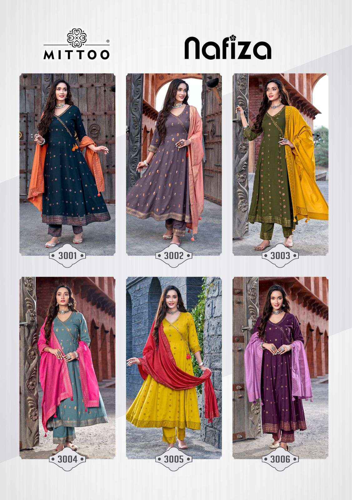 Mittoo Fashion Nafiza Angrakha Designer Readymade Gown { 6 pcs catalog }