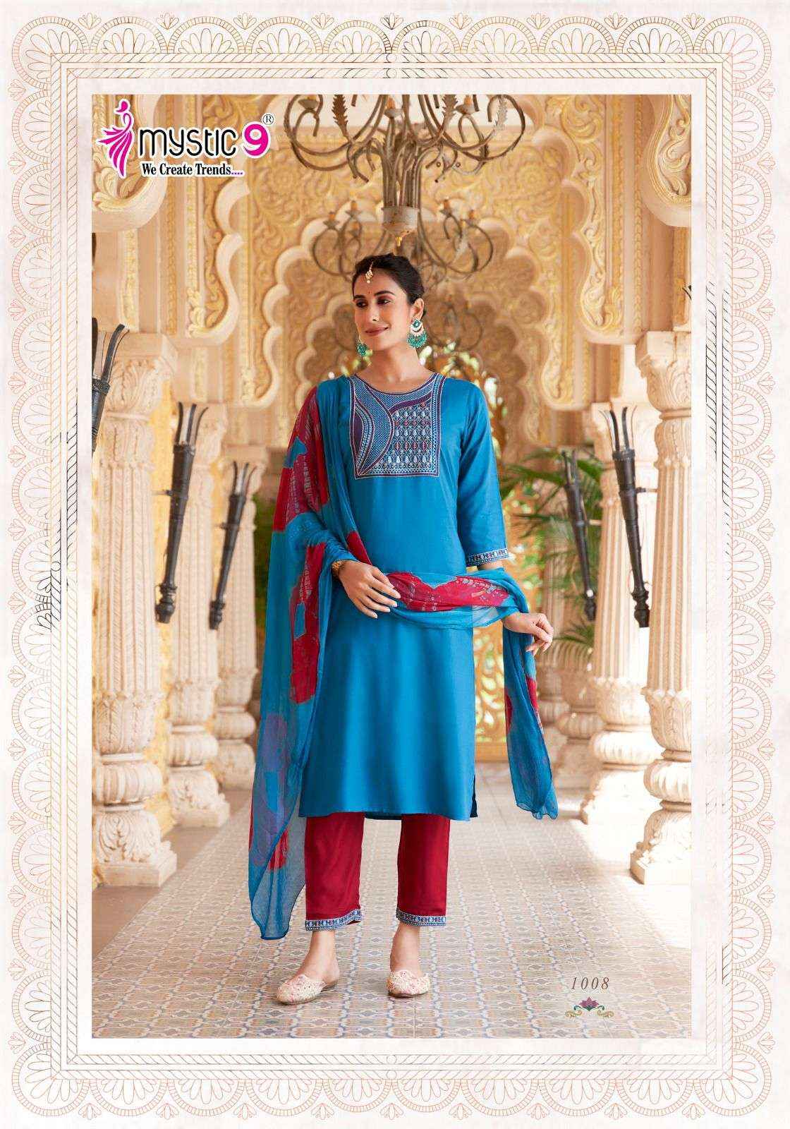 MYSTIC 9 JANKI VOL 1 RAYON STRAIGHT CUT READYMADE SUIT ( 8 PCS CATALOG )