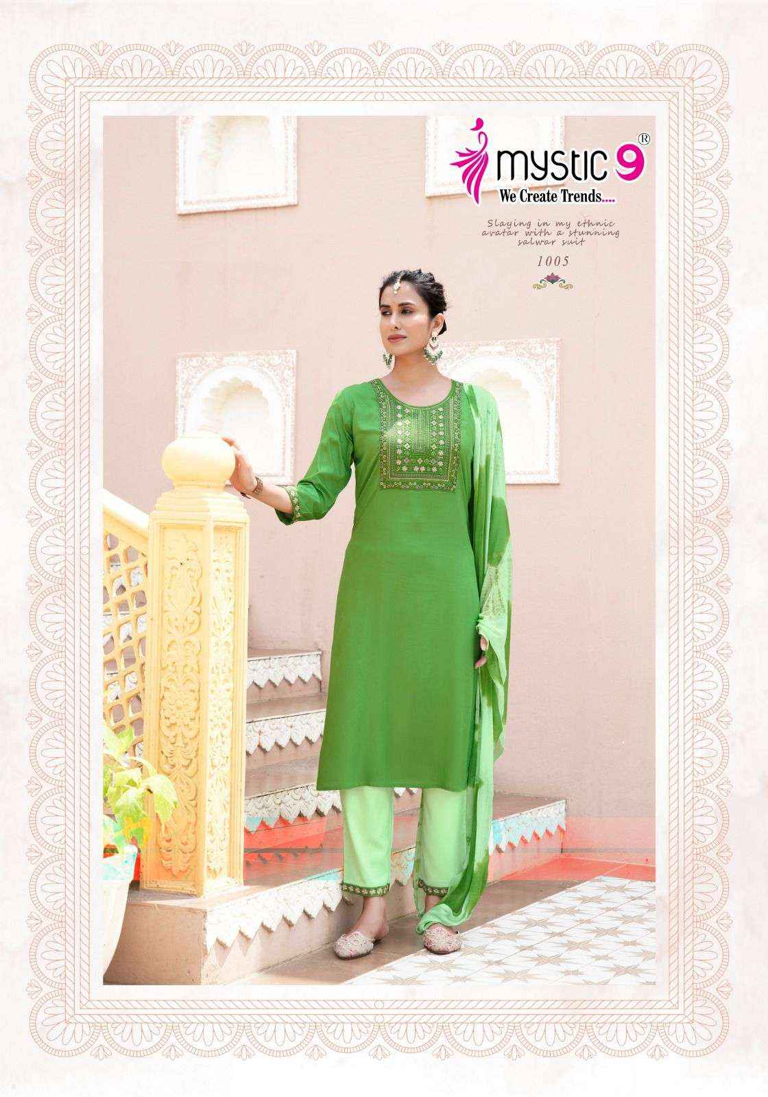 MYSTIC 9 JANKI VOL 1 RAYON STRAIGHT CUT READYMADE SUIT ( 8 PCS CATALOG )