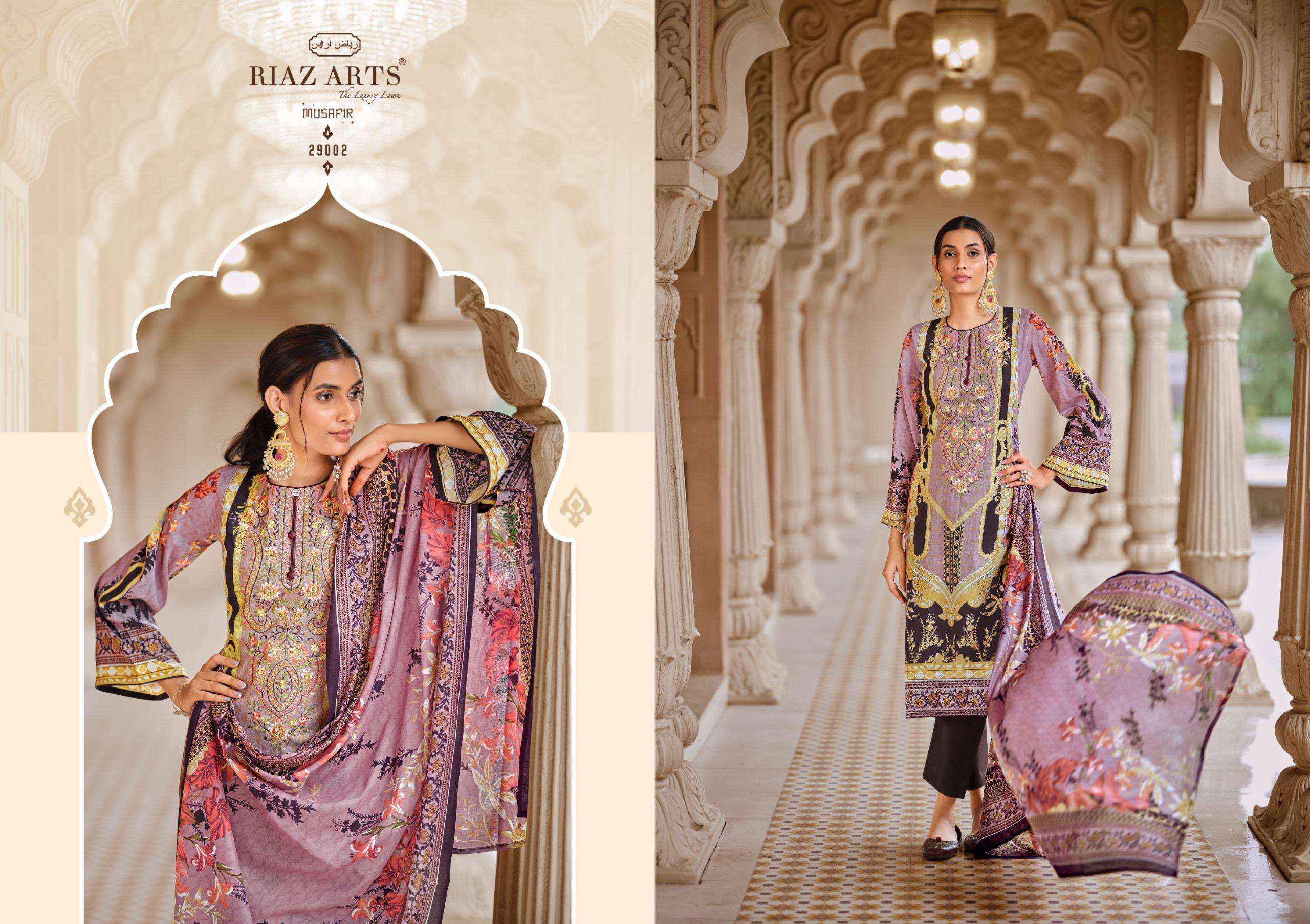 RIAZ ARTS MUSAFIR VOL 18 LAWN COTTON DESIGNER DRESS MATERIAL ( 8 PCS CATALOG )