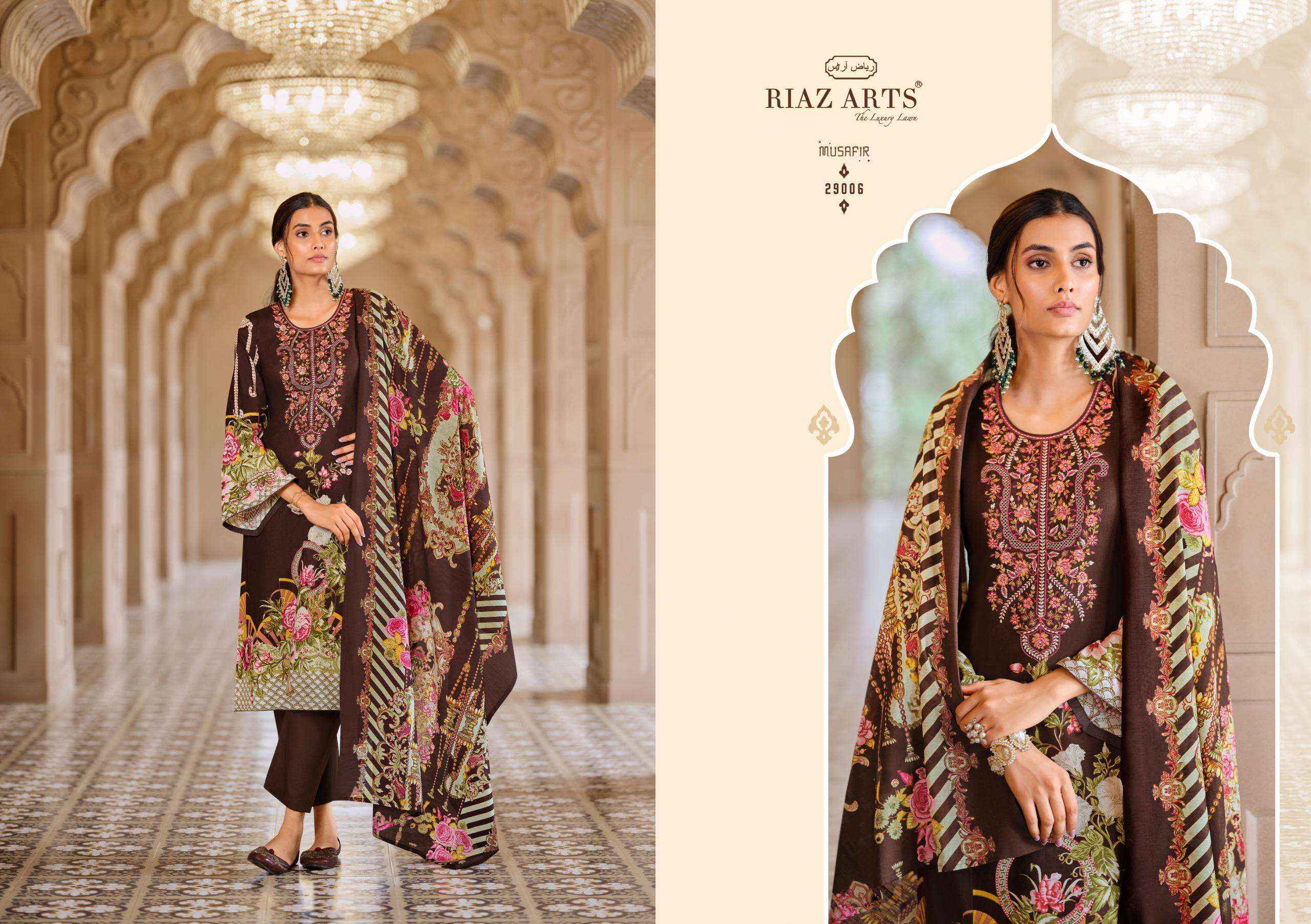 RIAZ ARTS MUSAFIR VOL 18 LAWN COTTON DESIGNER DRESS MATERIAL ( 8 PCS CATALOG )