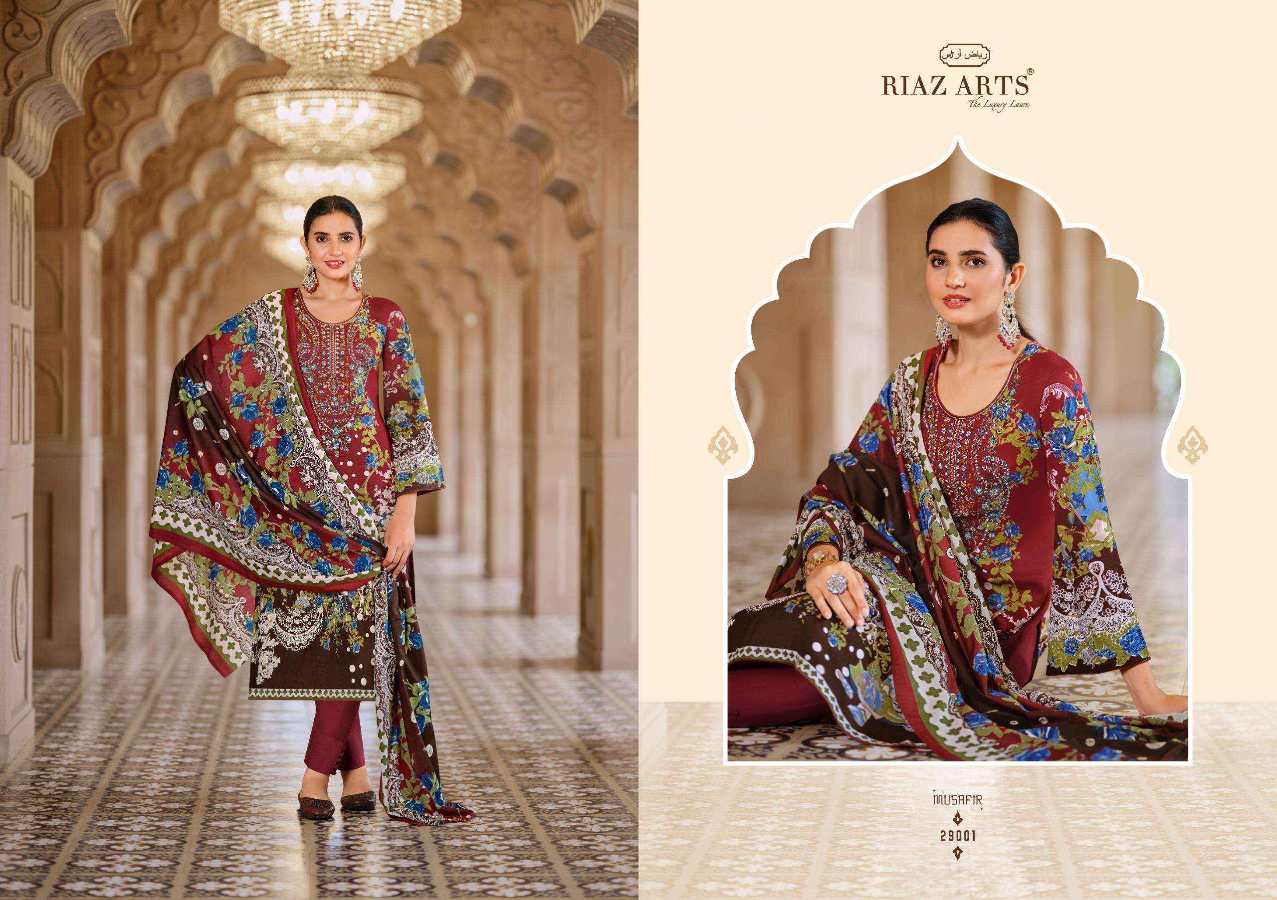 RIAZ ARTS MUSAFIR VOL 18 LAWN COTTON DESIGNER DRESS MATERIAL ( 8 PCS CATALOG )