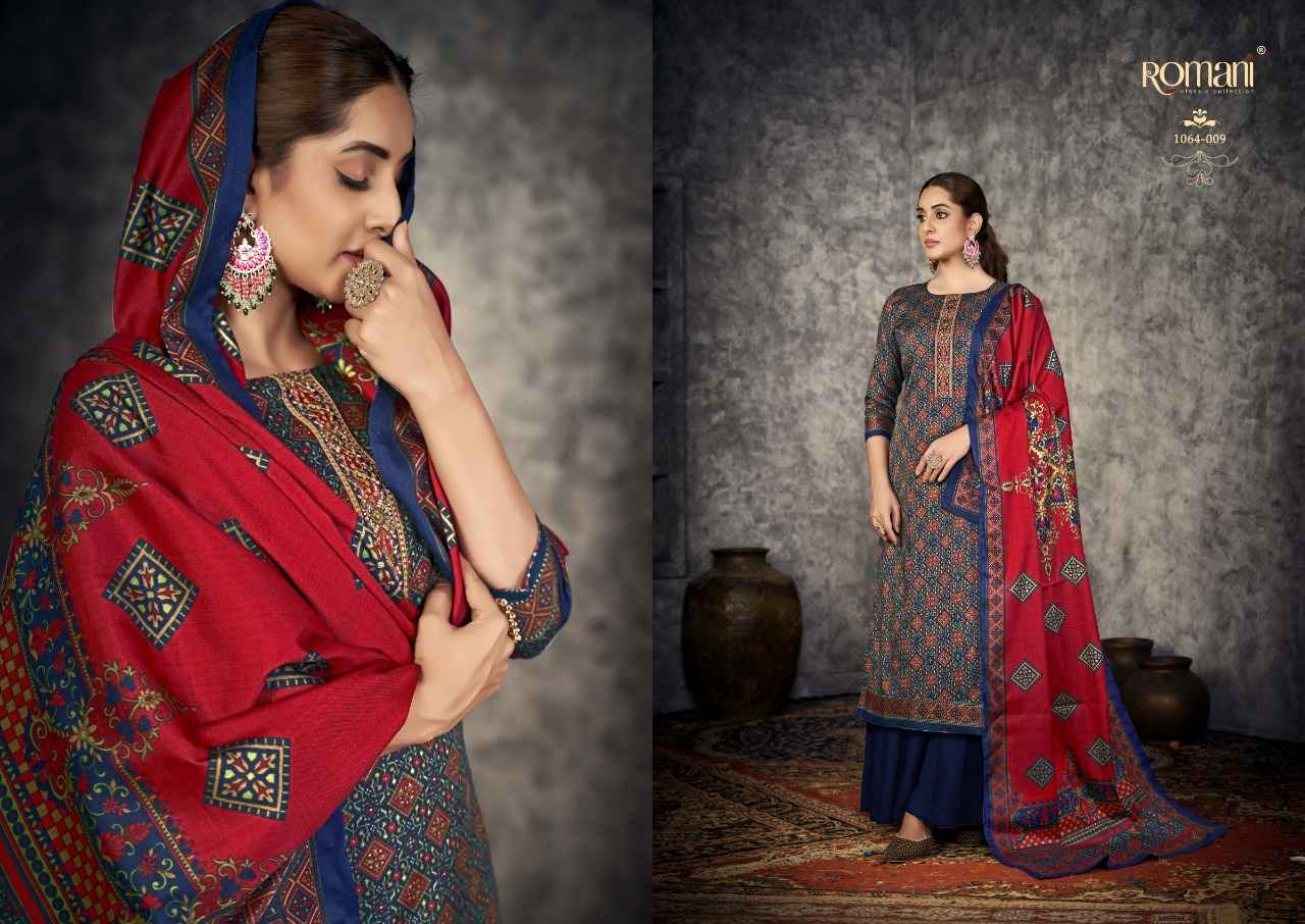 ROMANI AFREEN PASHMINA WINTER WEAR SUIT SURAT WHOLESALER ( 10 PCS CATALOG )