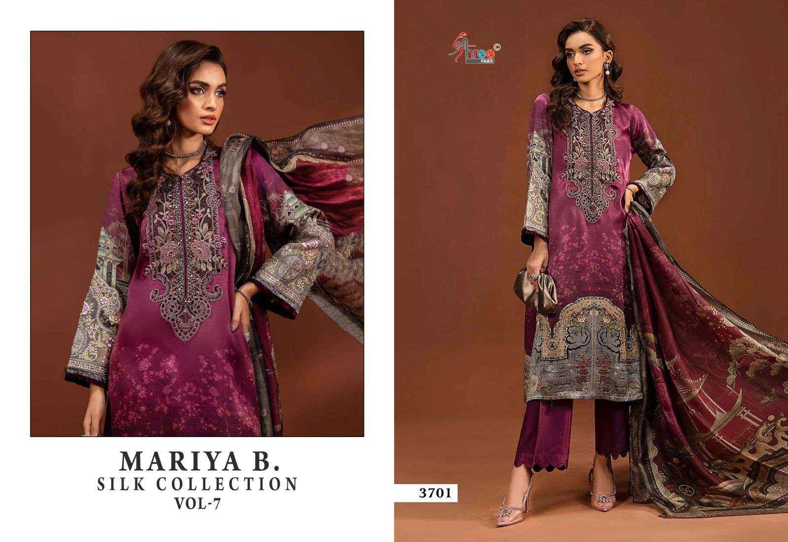 SHREE FABS MARIA B SILK COLECTION VOL-7 SATIN DESIGNER SALWAR KAMEEZ ( 3 PCS CATALOG )