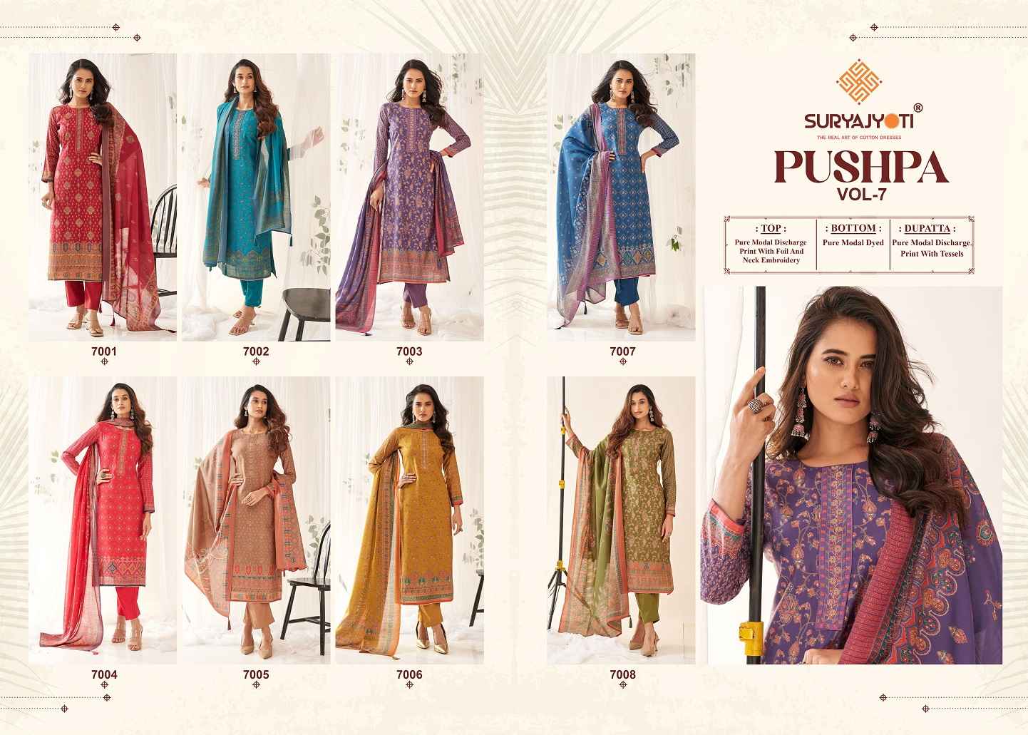 SURYAJYOTI PUSHPA VOL-7 WHOLESALE LADIES SALWAR KAMEEZ ( 8 PCS CATALOG )