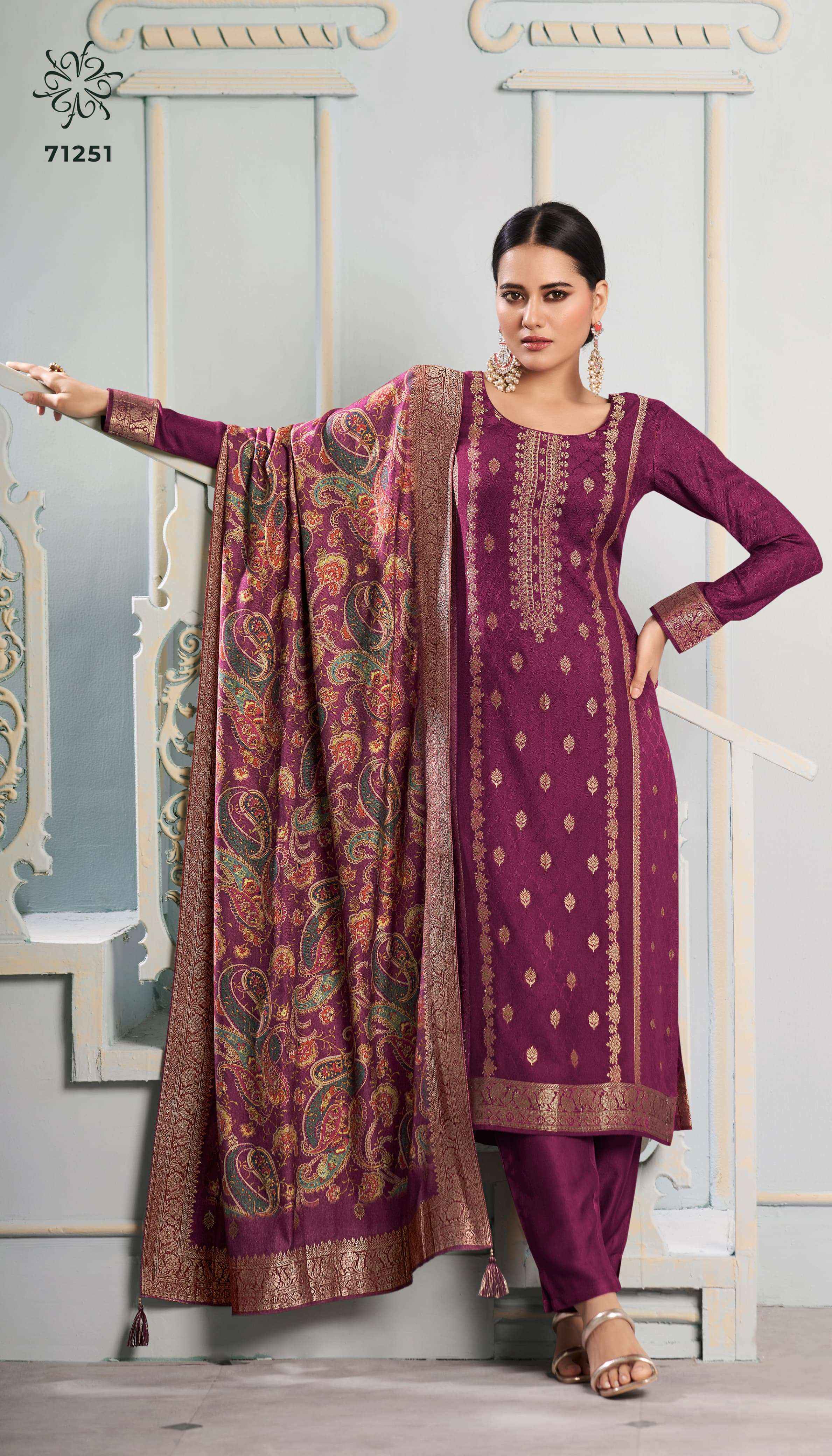 VINAY FASHION KERVIN AADHIRA VOL 8 WHOLESALE PASHMINA JACQUARD DRESS MATERIAL ( 6 PCS CATALOG )