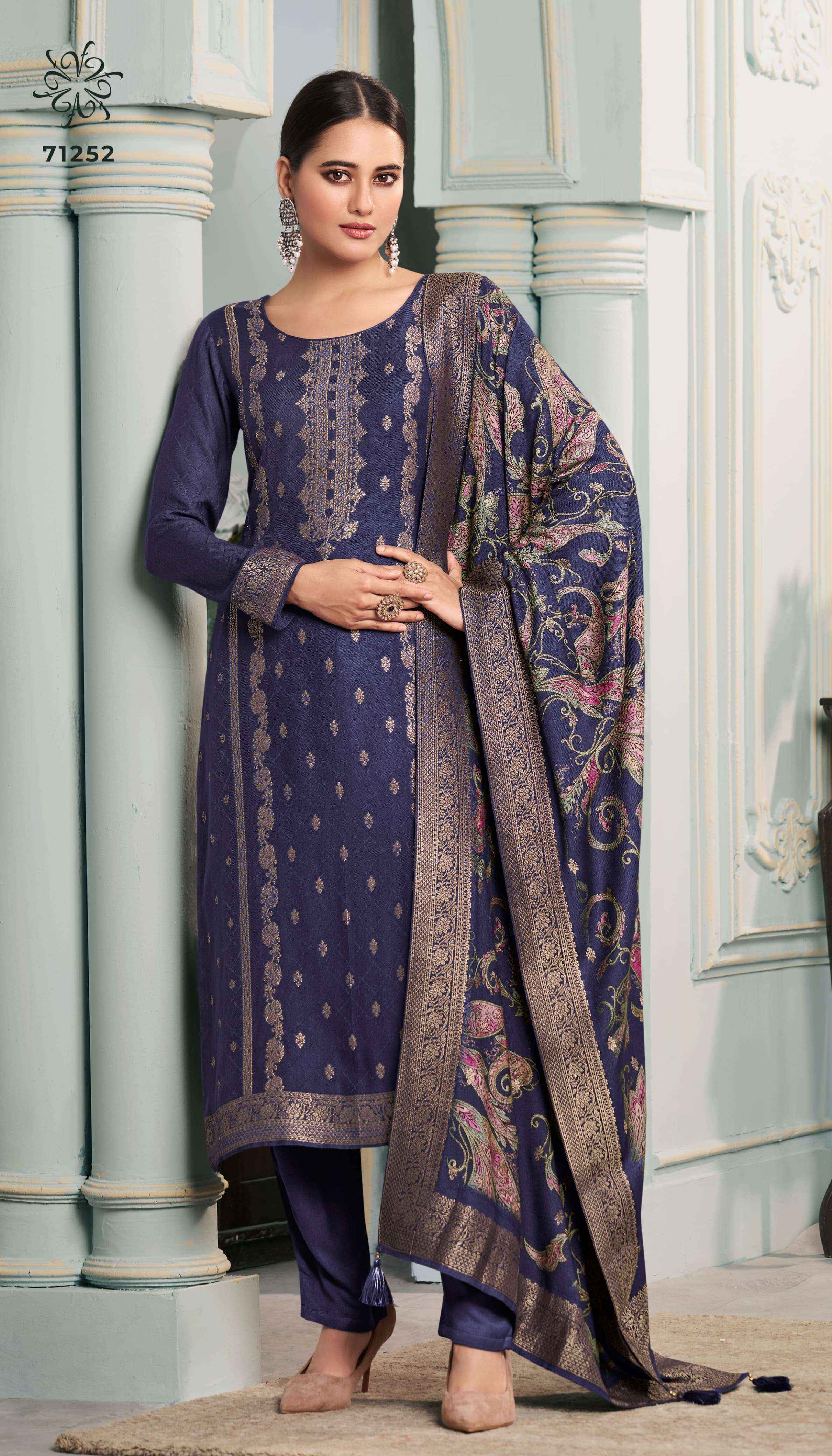 VINAY FASHION KERVIN AADHIRA VOL 8 WHOLESALE PASHMINA JACQUARD DRESS MATERIAL ( 6 PCS CATALOG )