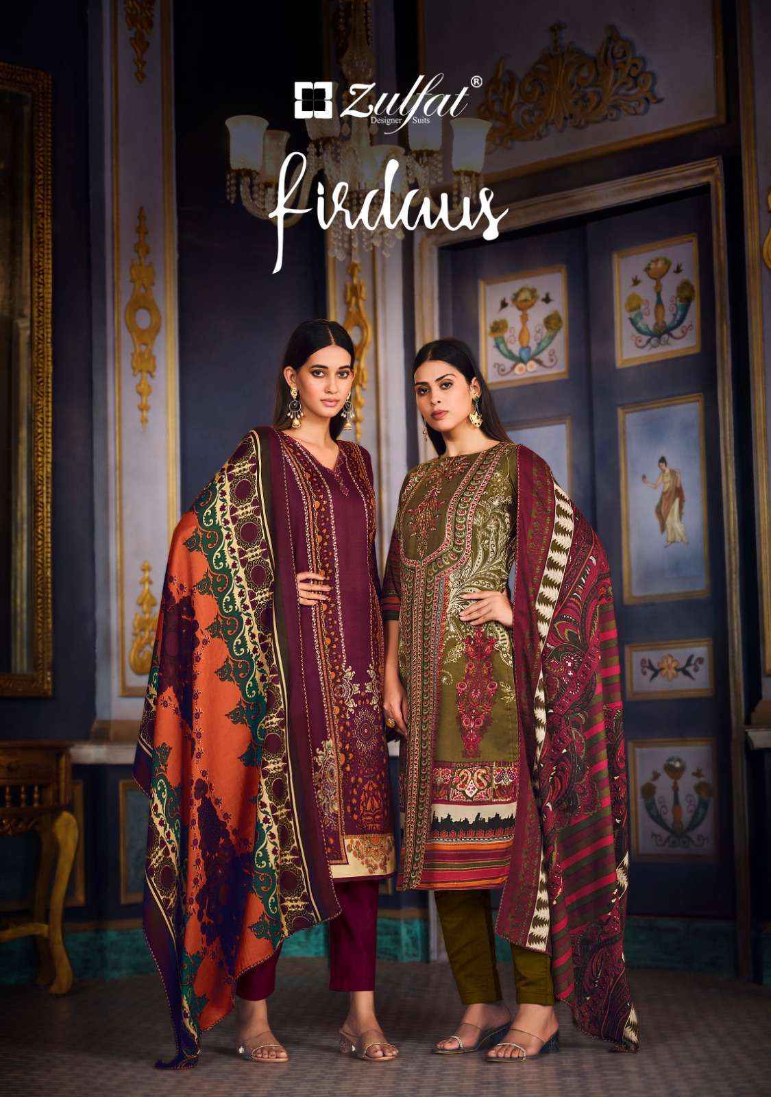 ZULFAT DESIGNER SUITS FIRDAUS PAKISTANI PASHMINA DRESS MATERIAL ( 10 PCS CATALOG )