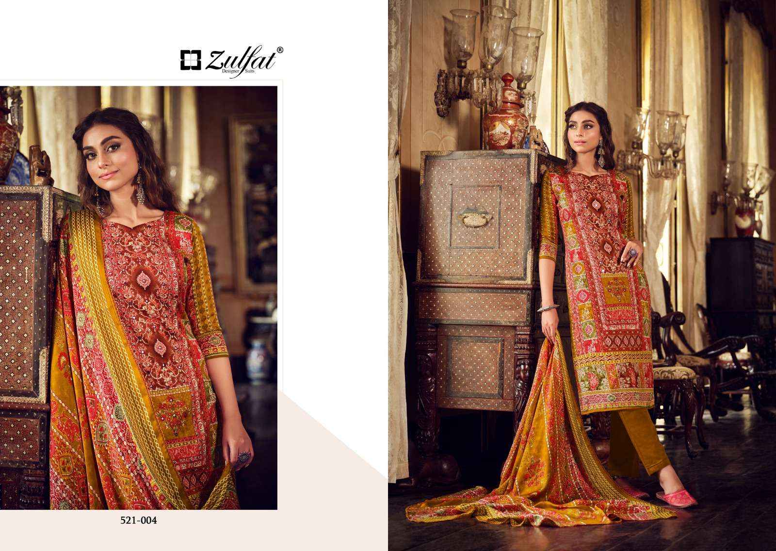 ZULFAT DESIGNER SUITS REHNUMA WOOLEN PASHMINA DRESS MATERIAL ( 8 PCS CATALOG )