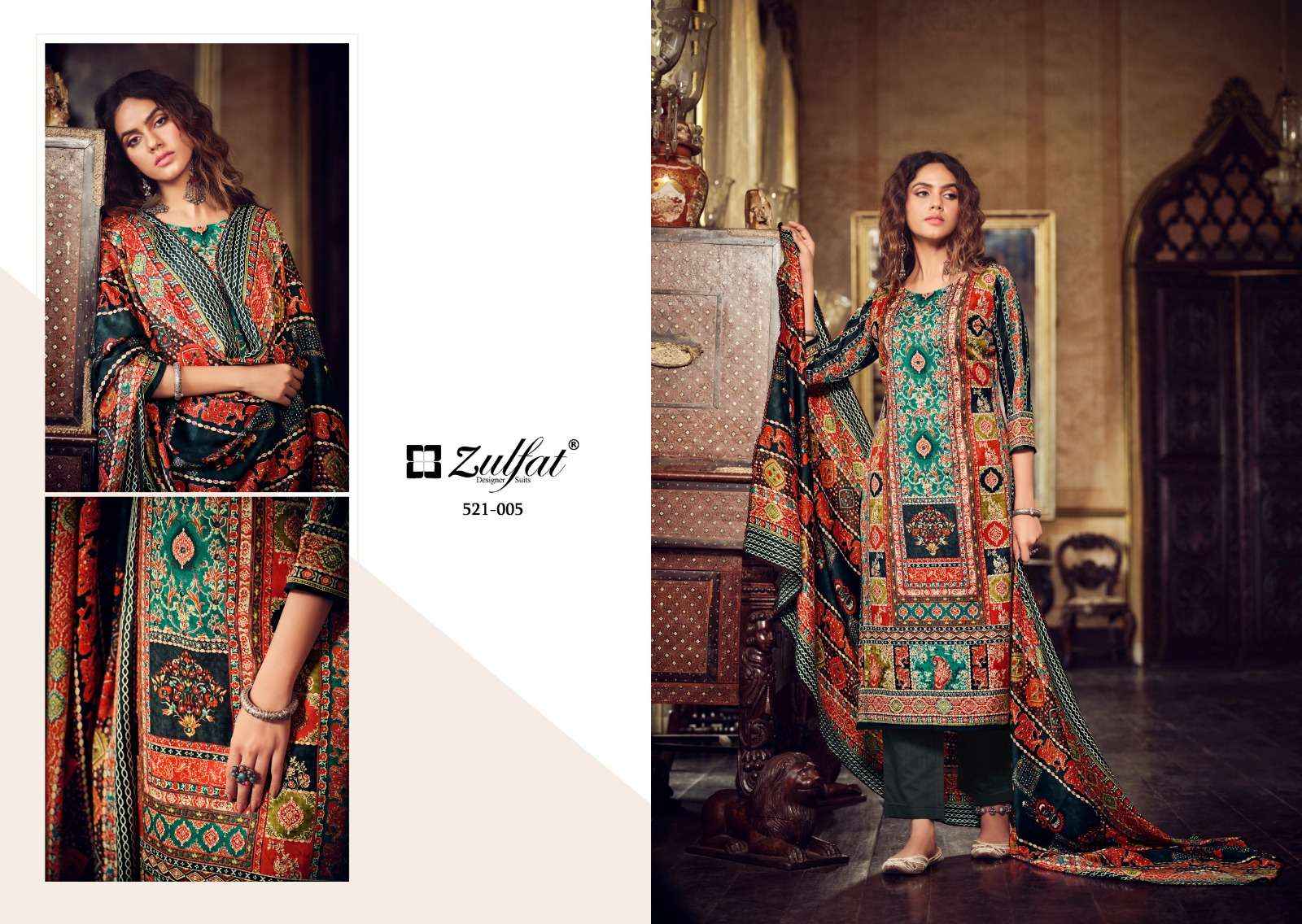 ZULFAT DESIGNER SUITS REHNUMA WOOLEN PASHMINA DRESS MATERIAL ( 8 PCS CATALOG )