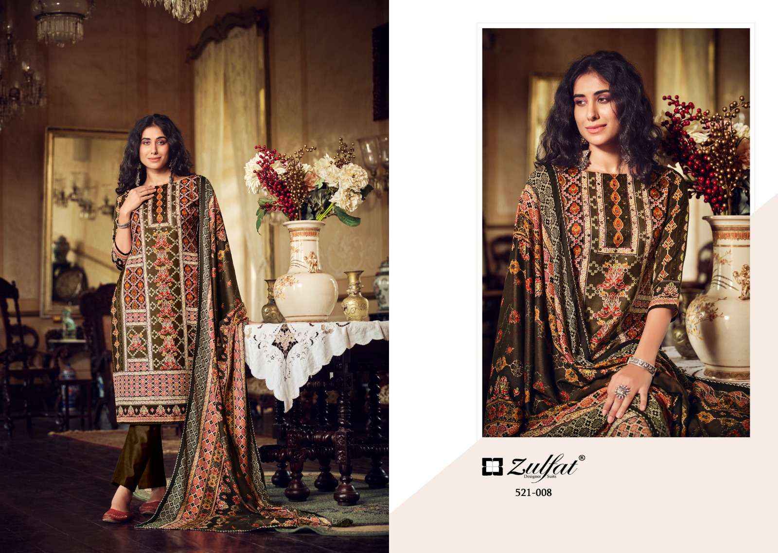 ZULFAT DESIGNER SUITS REHNUMA WOOLEN PASHMINA DRESS MATERIAL ( 8 PCS CATALOG )